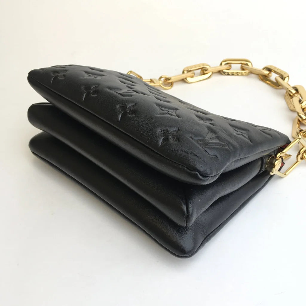 Black Leather Coussin BB