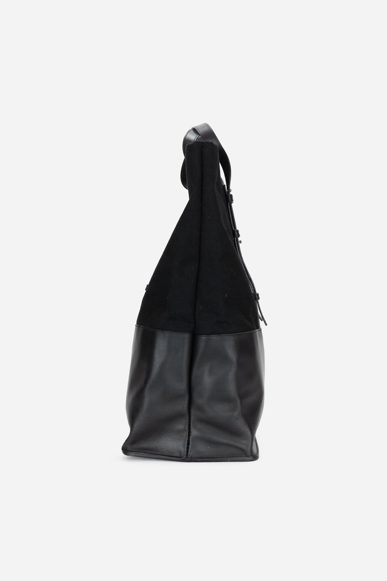 Leather Trim Canvas Shopping Bag