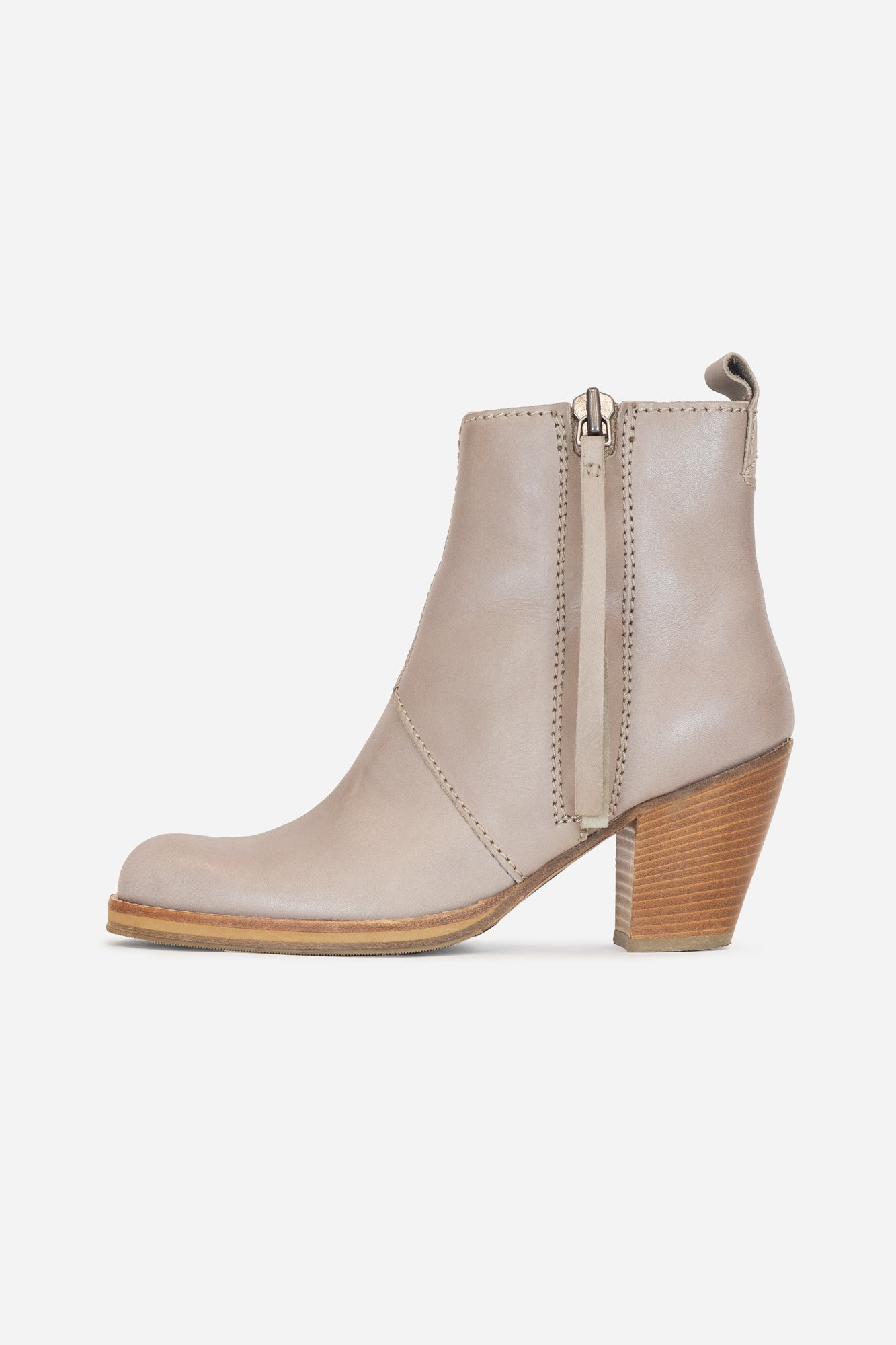 Beige Heeled Leather Boots