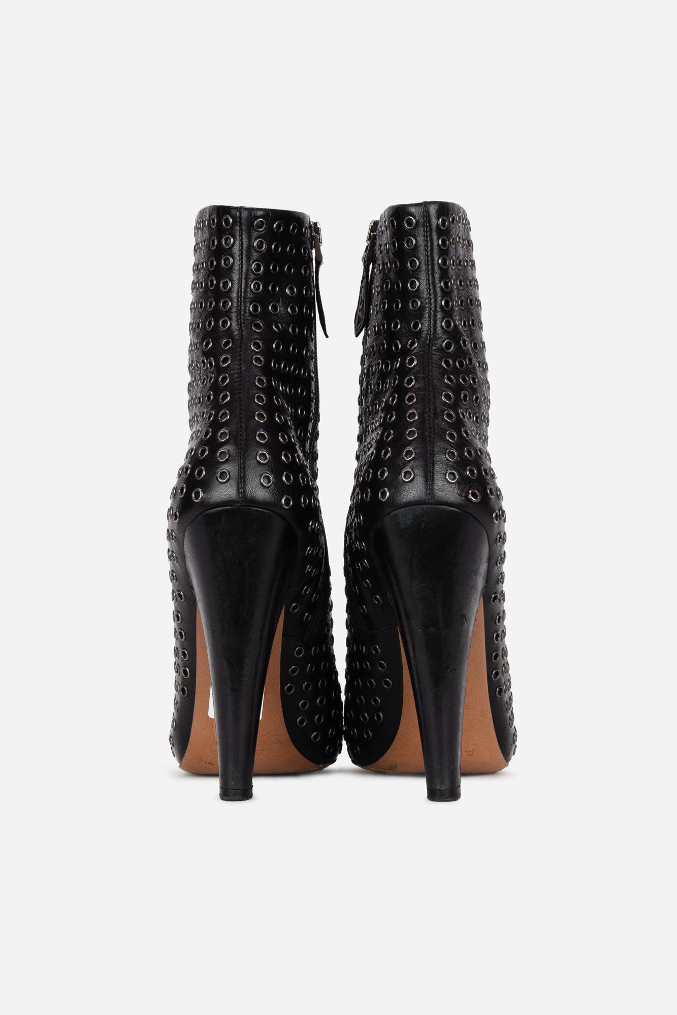 Black Leather Eyelet Ankle Boots
