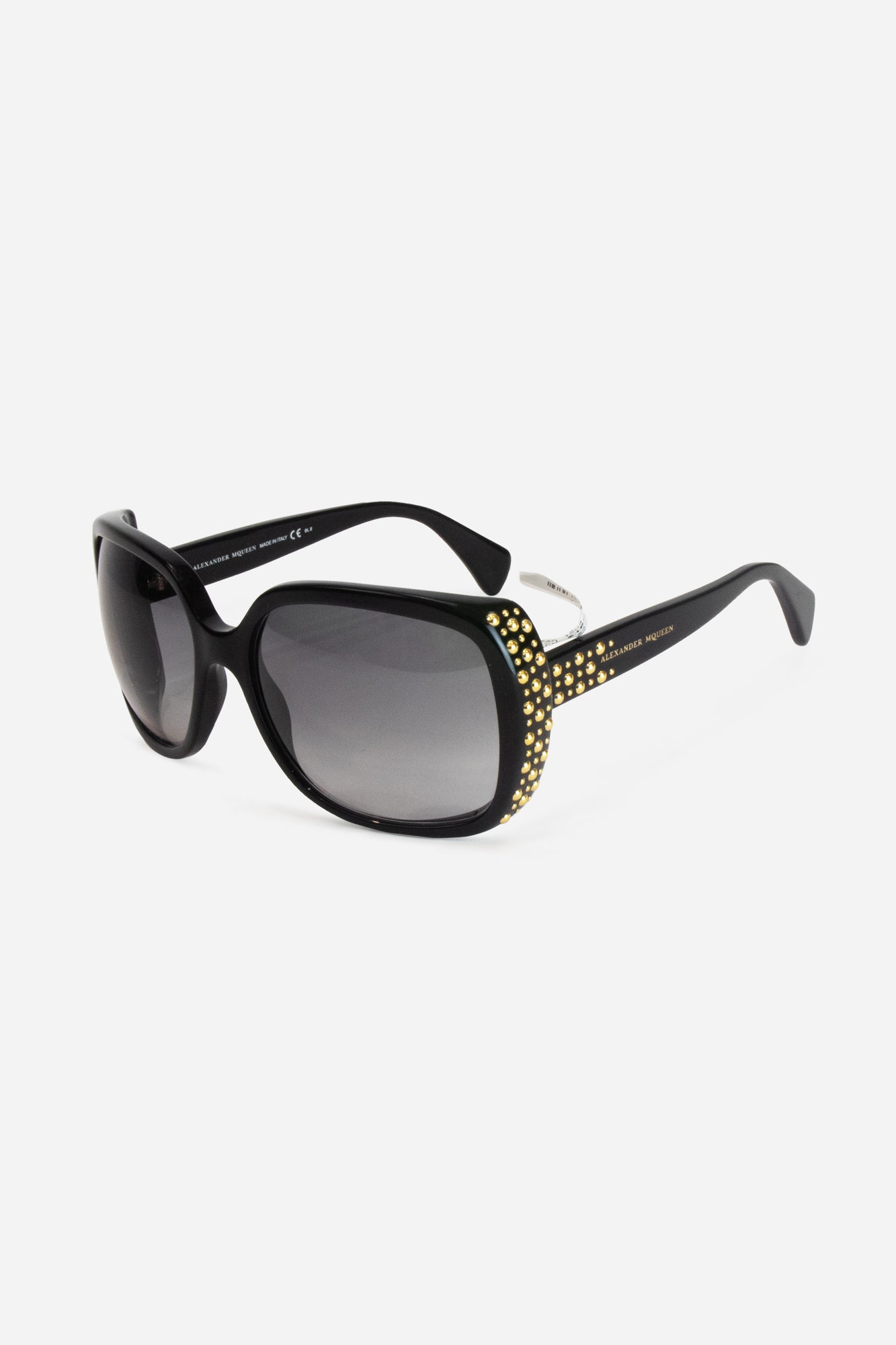 Black Round Frame Gold Studded Sunglasses