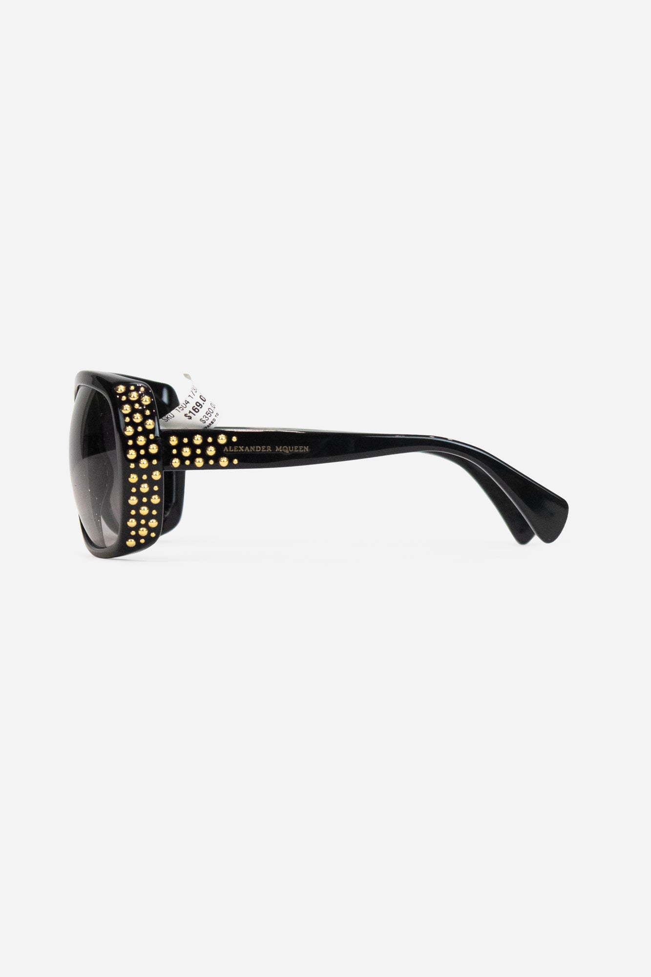 Black Round Frame Gold Studded Sunglasses