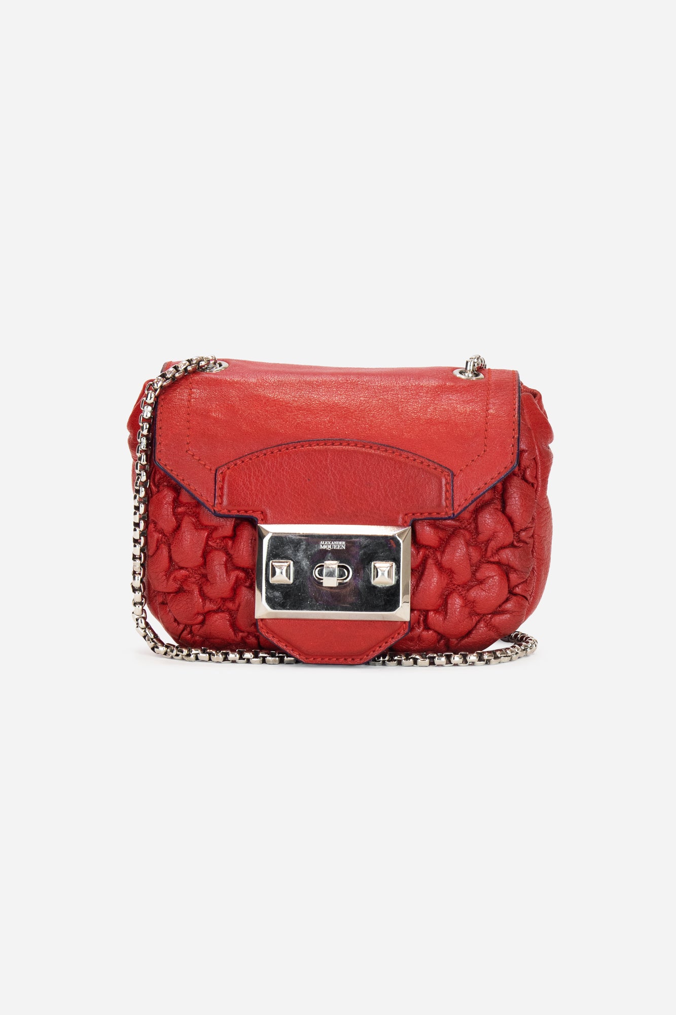 Red Leather Crossbody W/ Silver Strap