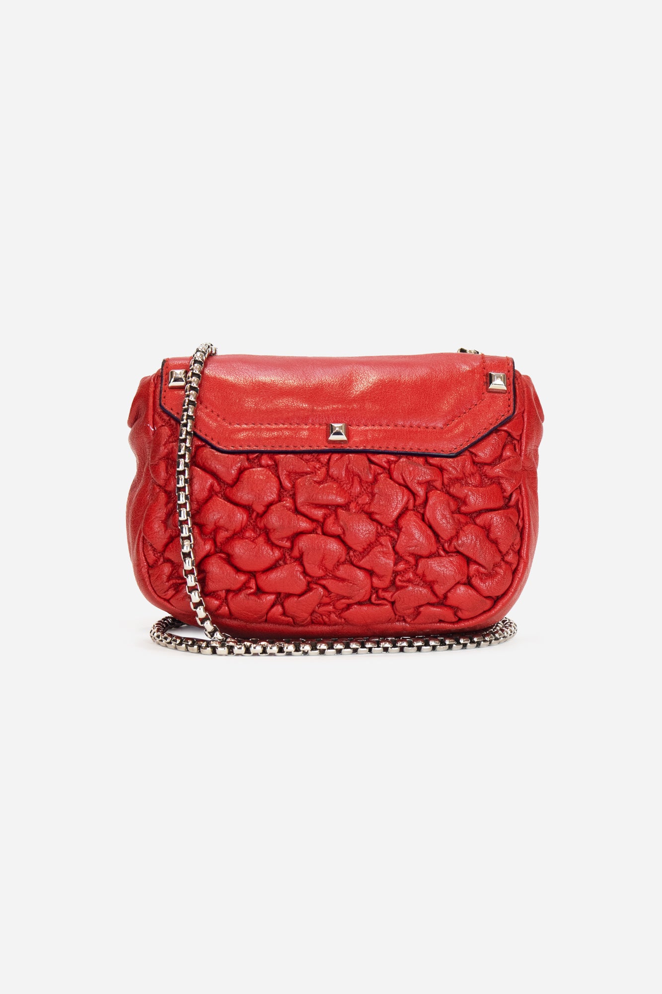 Red Leather Crossbody W/ Silver Strap