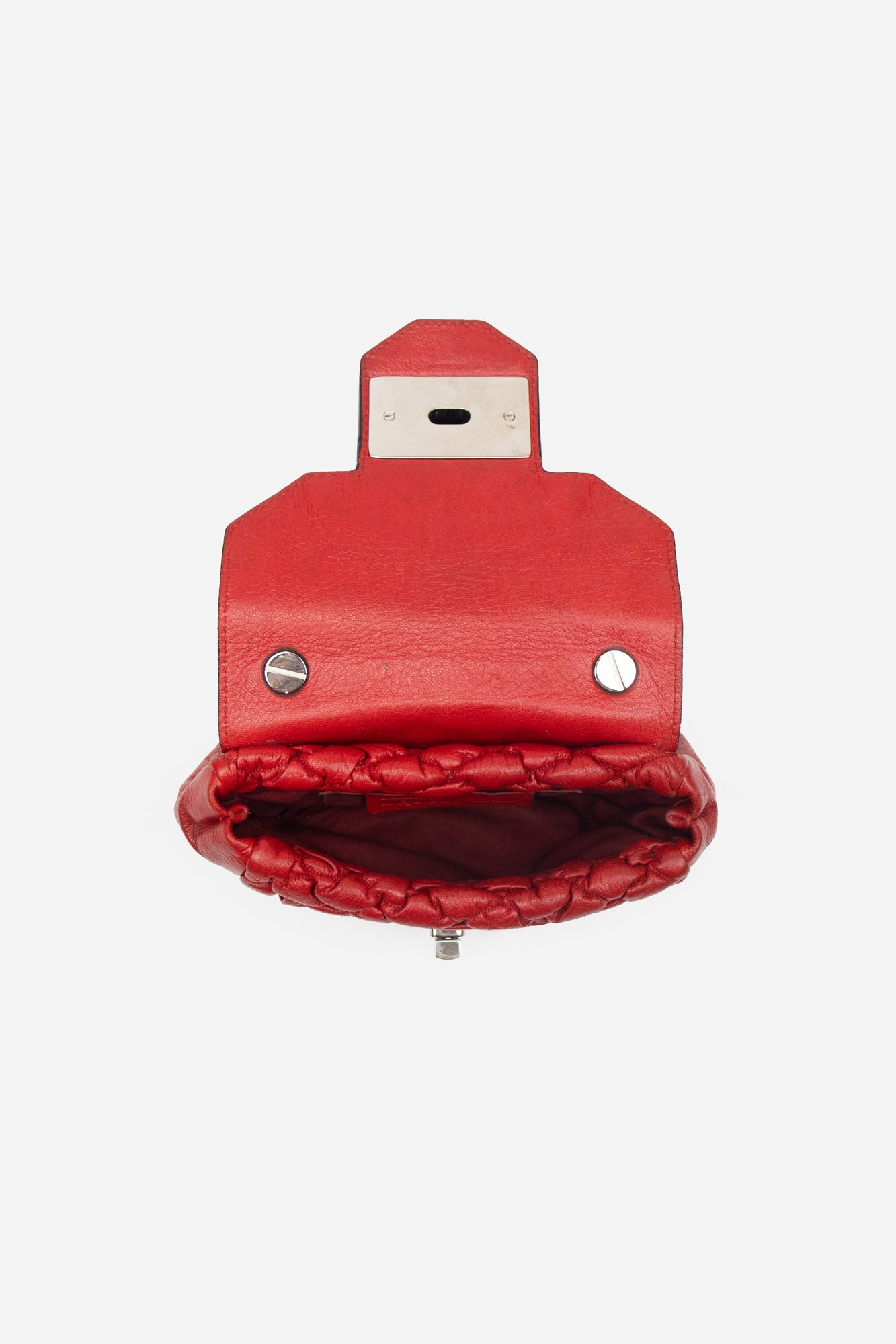 Red Leather Crossbody W/ Silver Strap