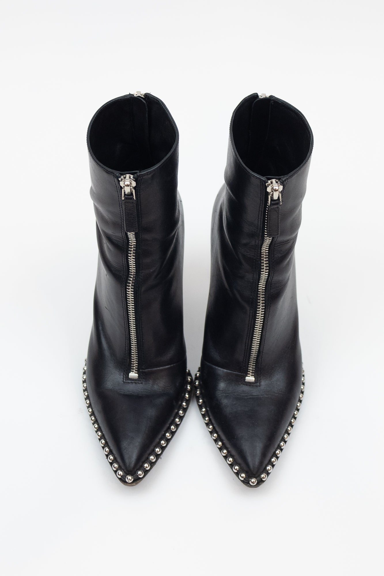 Black Silver Studded Sole Outline Ankle Boots