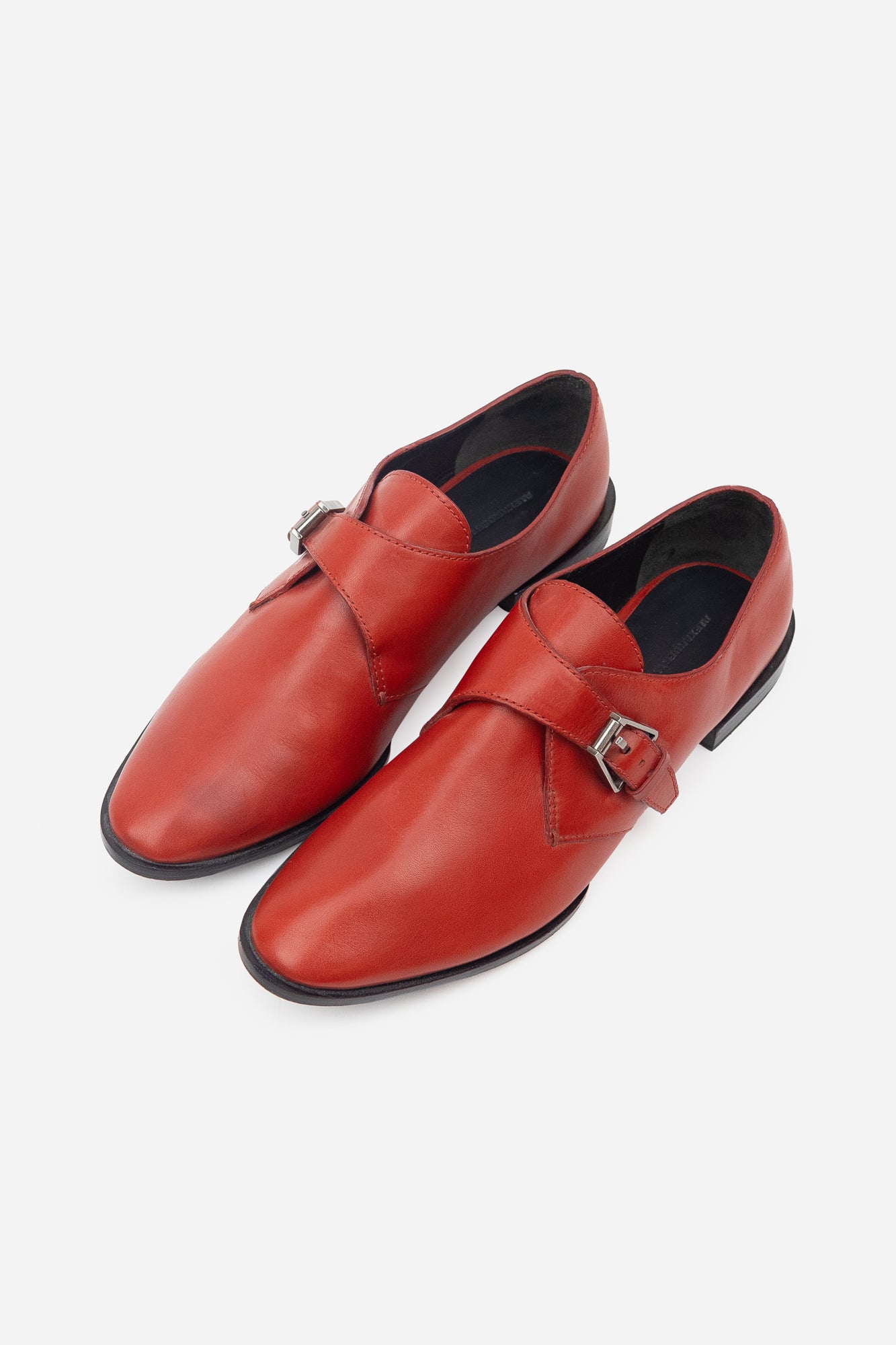 Red Leather Silver Buckle Loafer