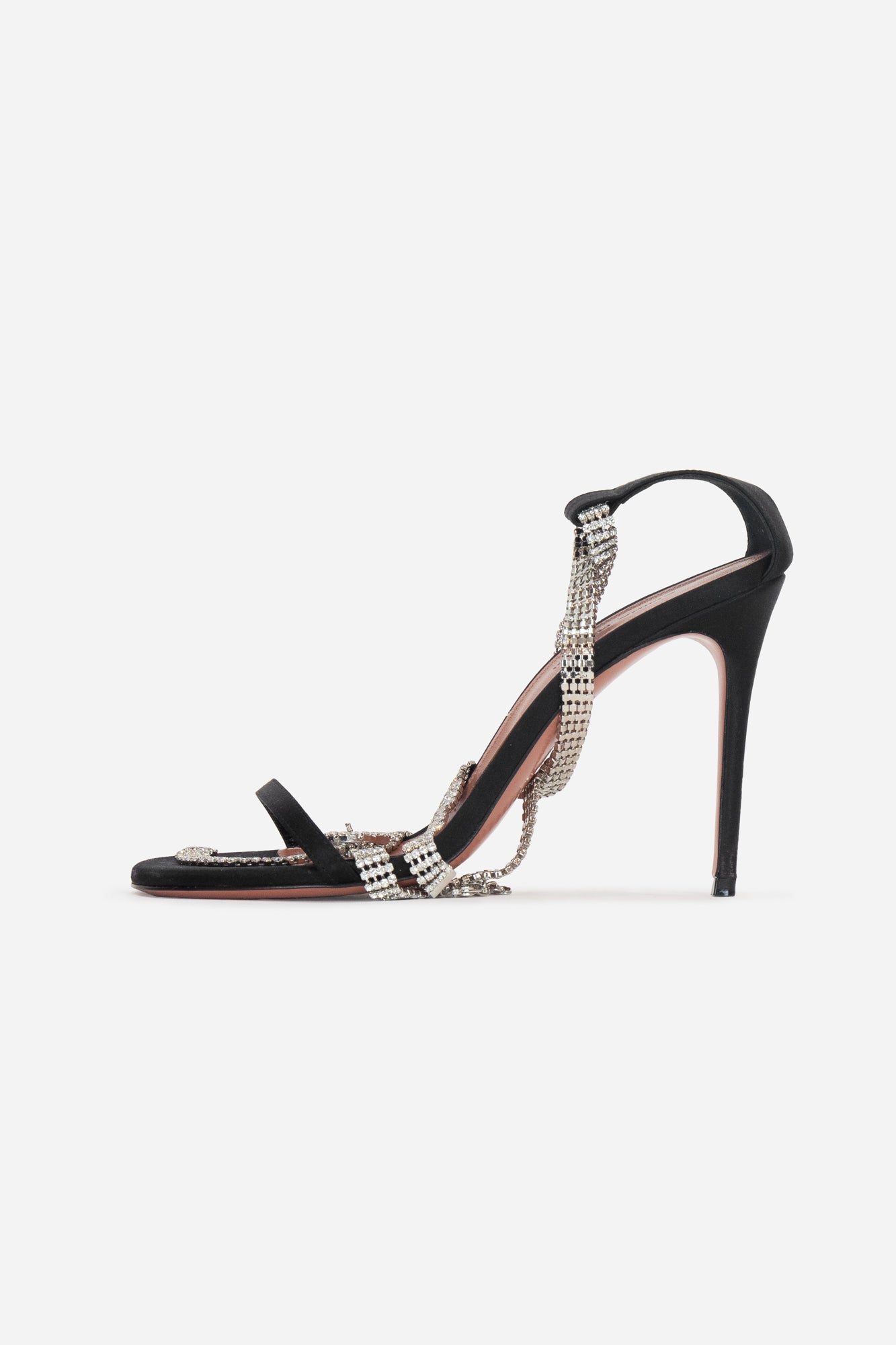 Giorgia Crystal-Embellished Black Satin Sandals