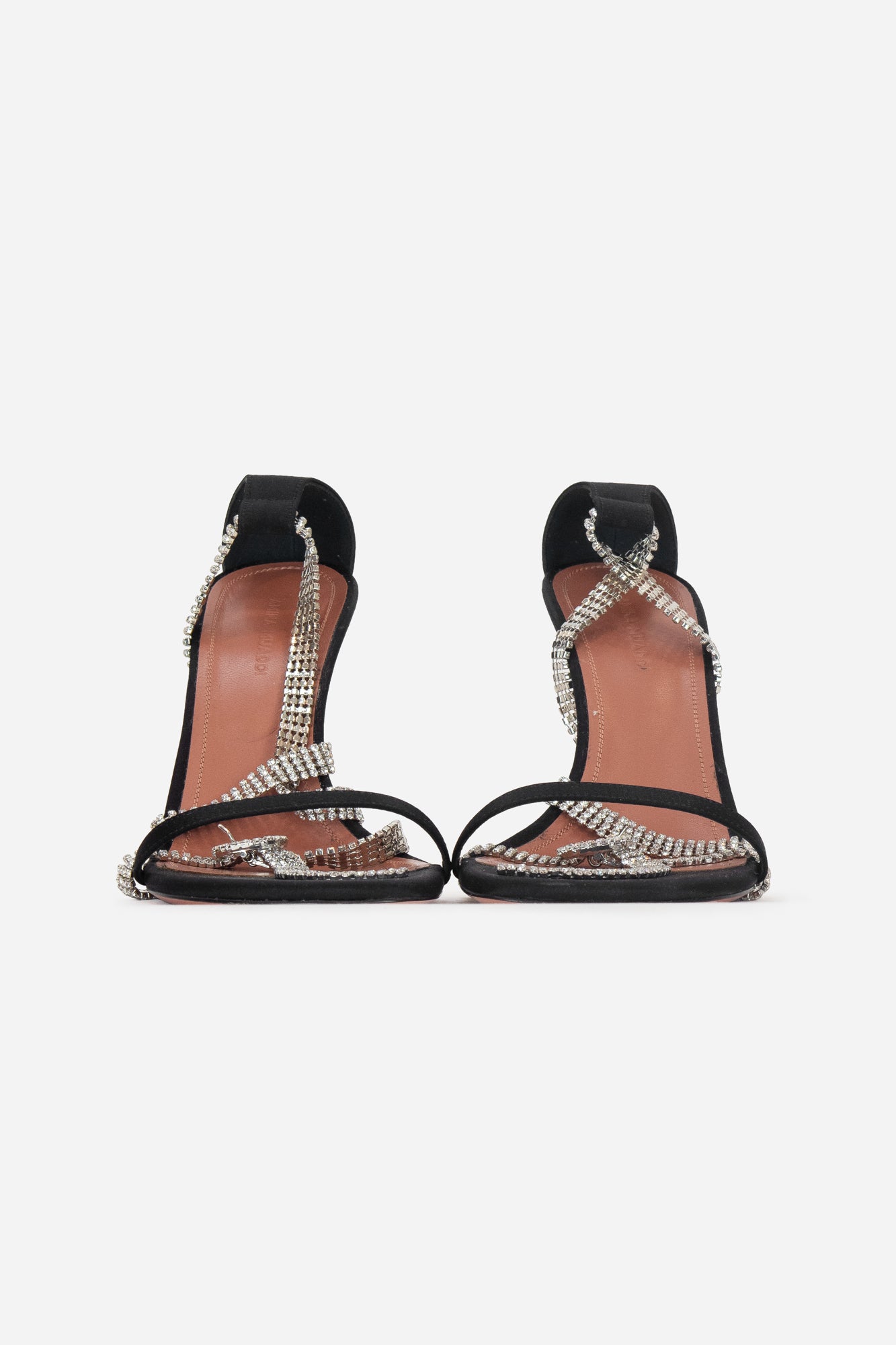 Giorgia Crystal-Embellished Black Satin Sandals