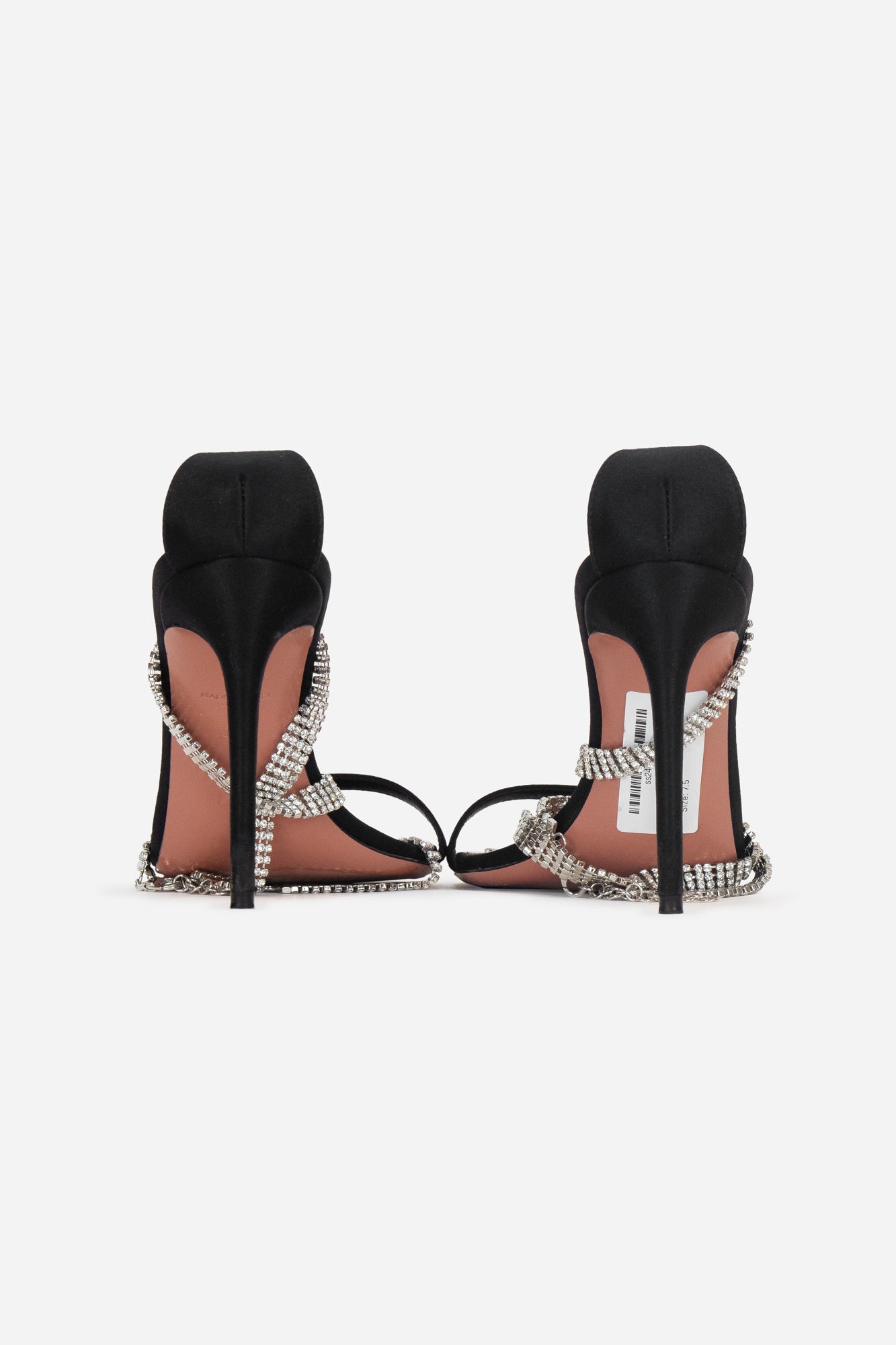 Giorgia Crystal-Embellished Black Satin Sandals