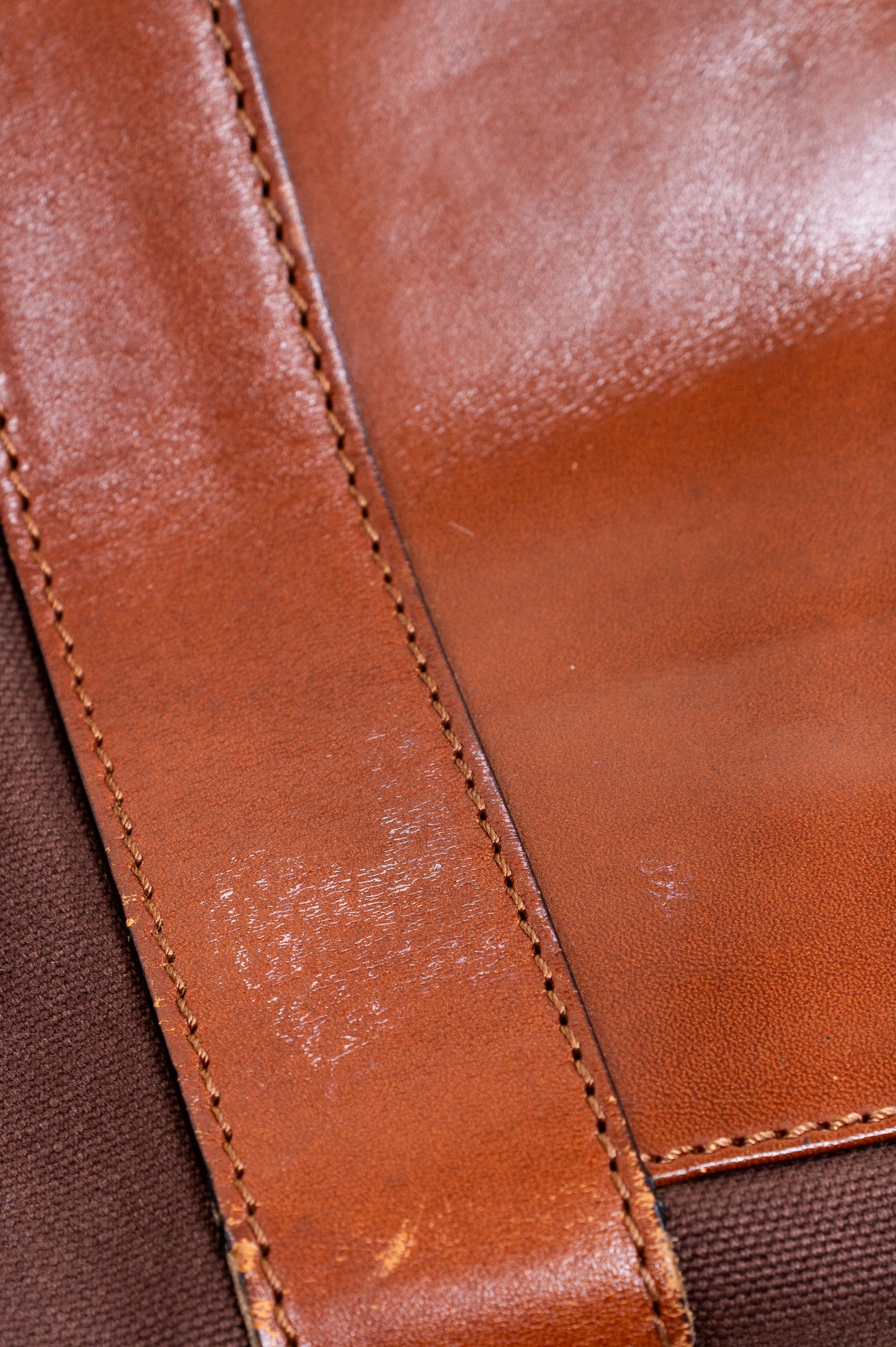 Extra Large Brown Canvas With Leather Detail Zipper Tote