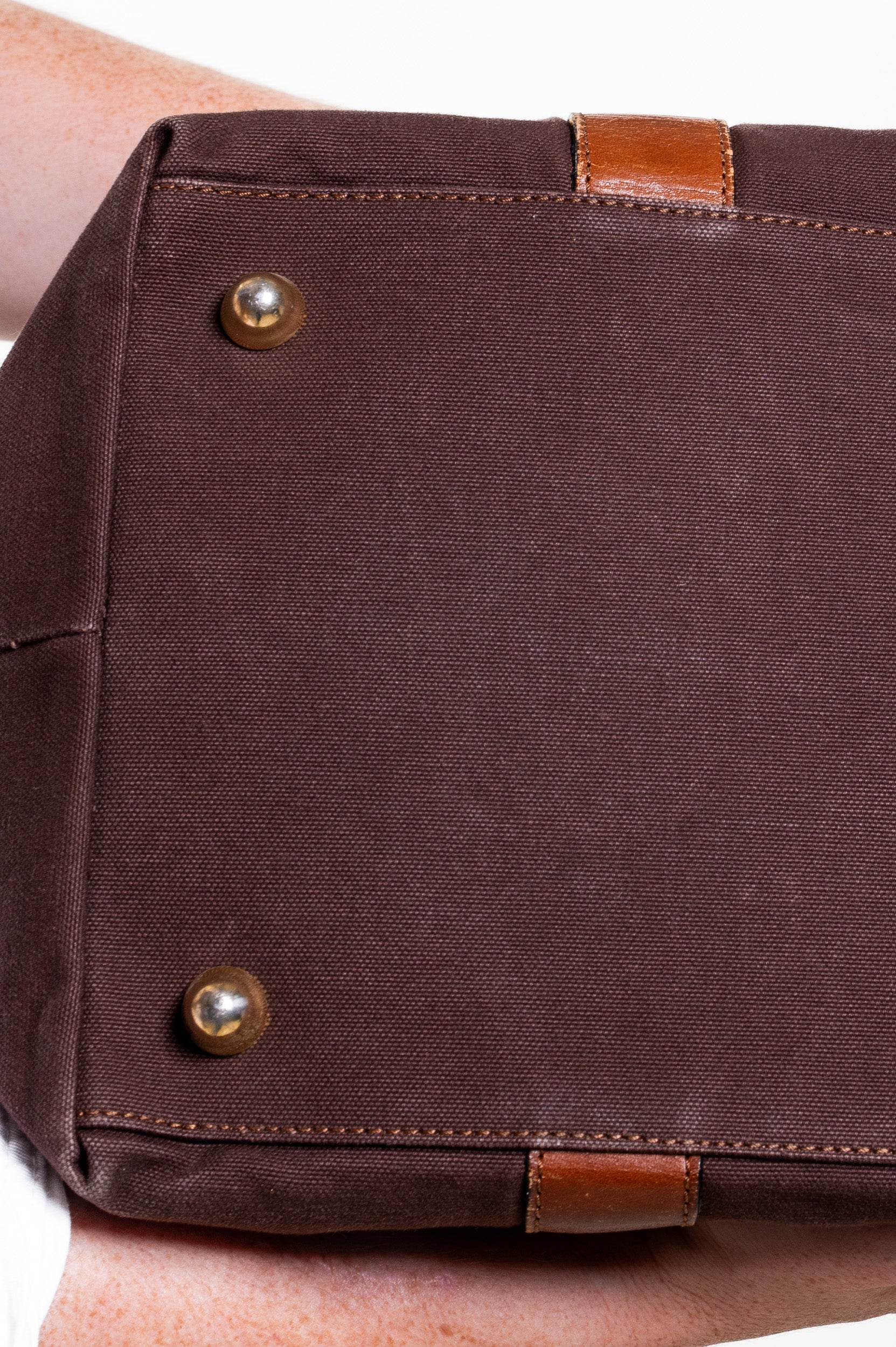 Extra Large Brown Canvas With Leather Detail Zipper Tote