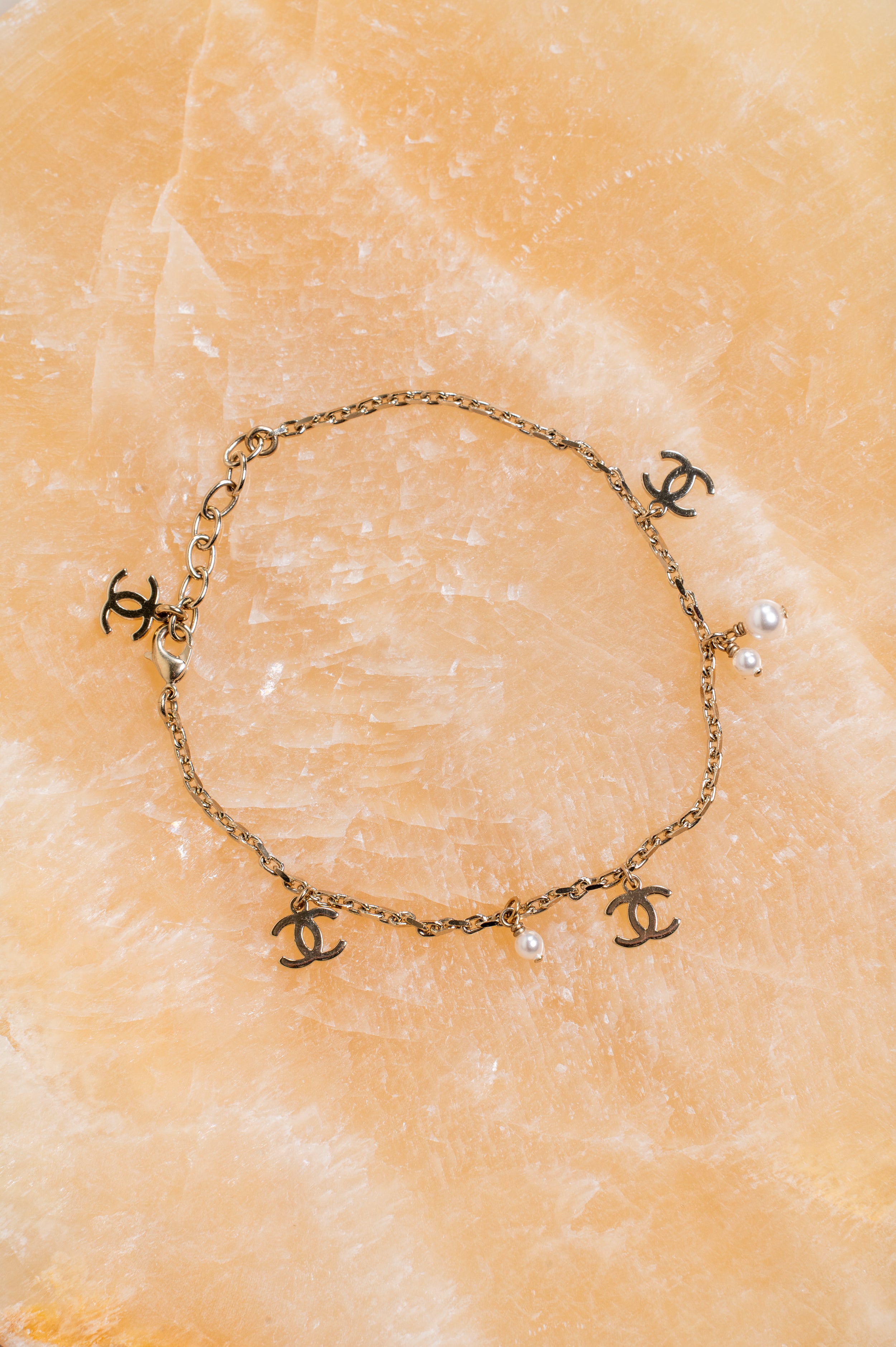 Gold CC Charm Anklet