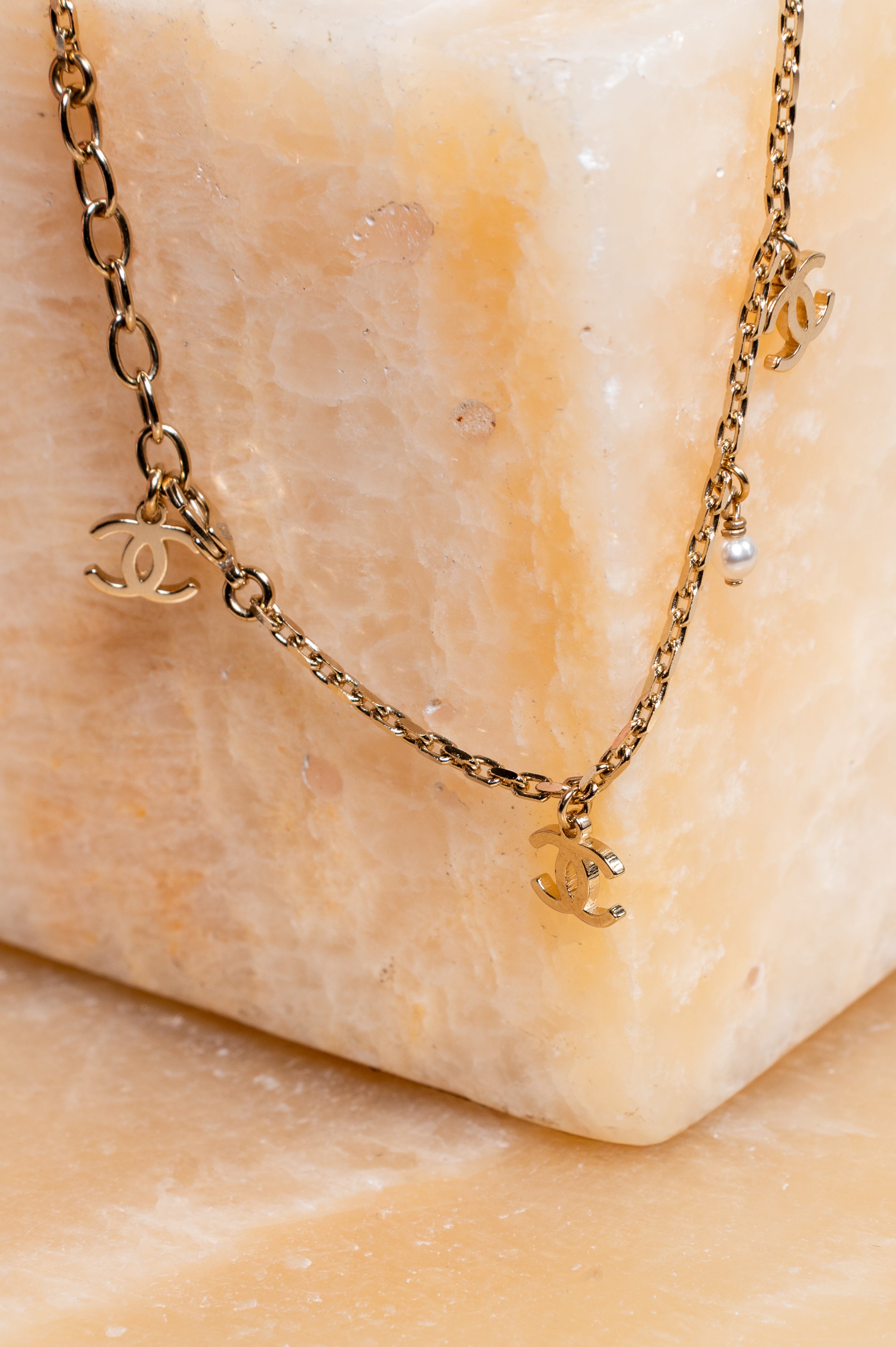 Gold CC Charm Anklet