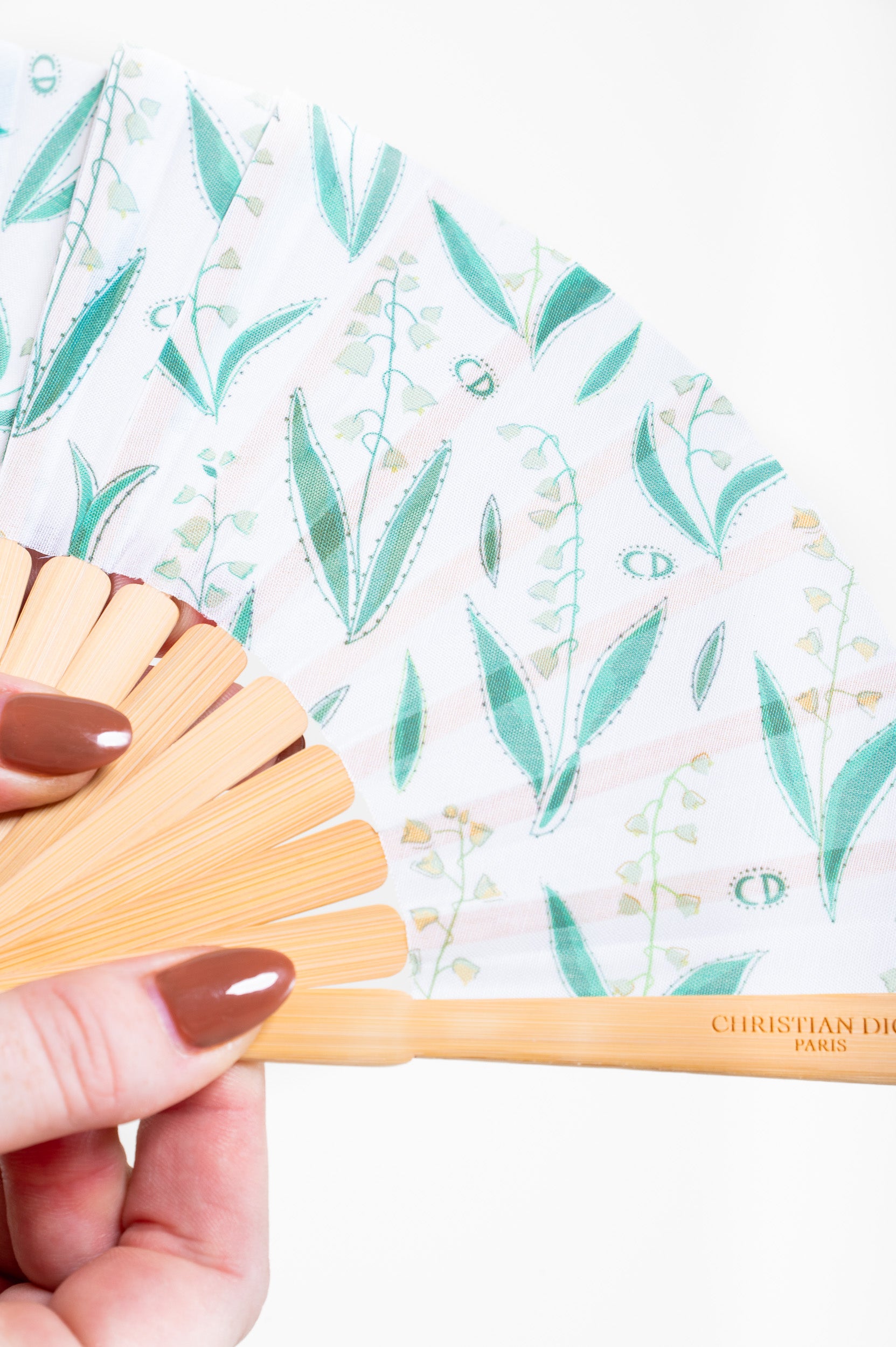 Green & White CD Hand Fan