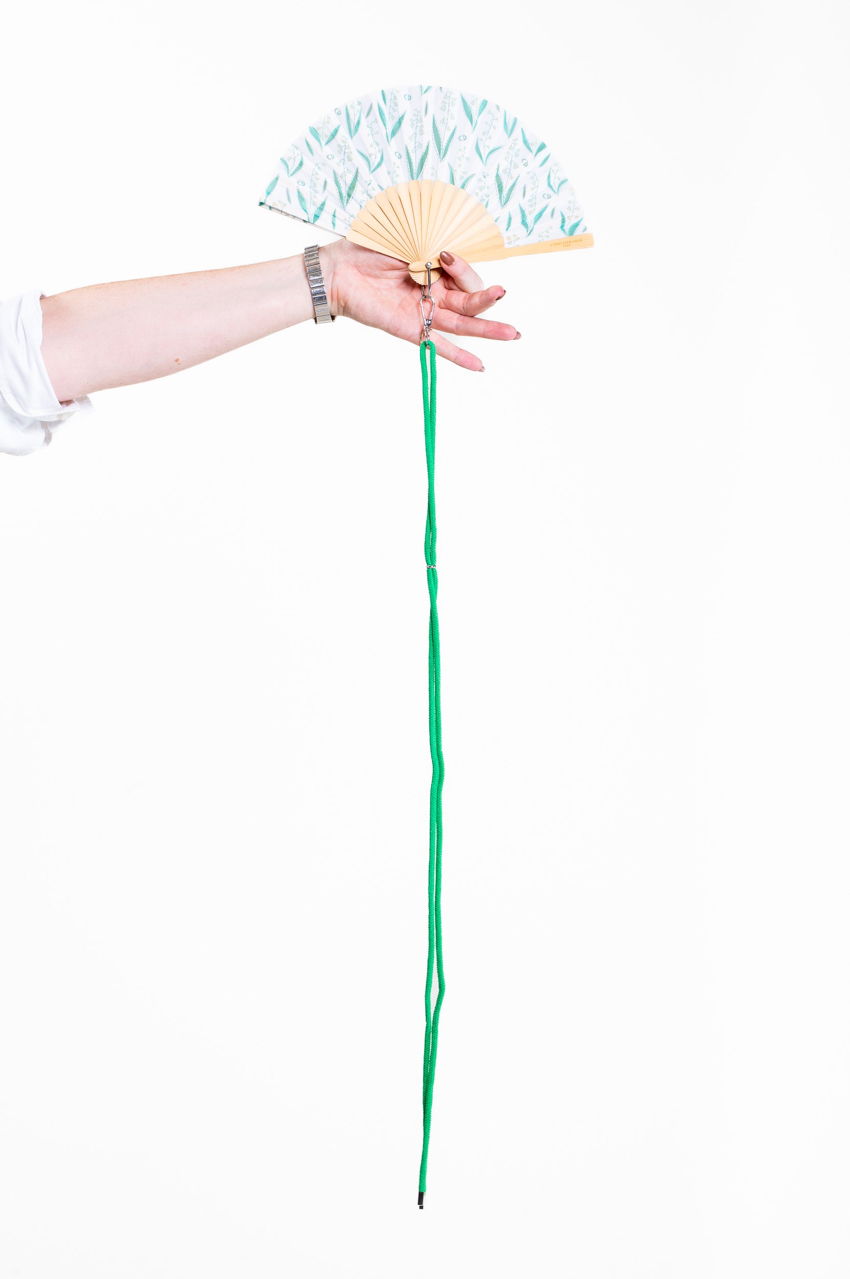 Green & White CD Hand Fan
