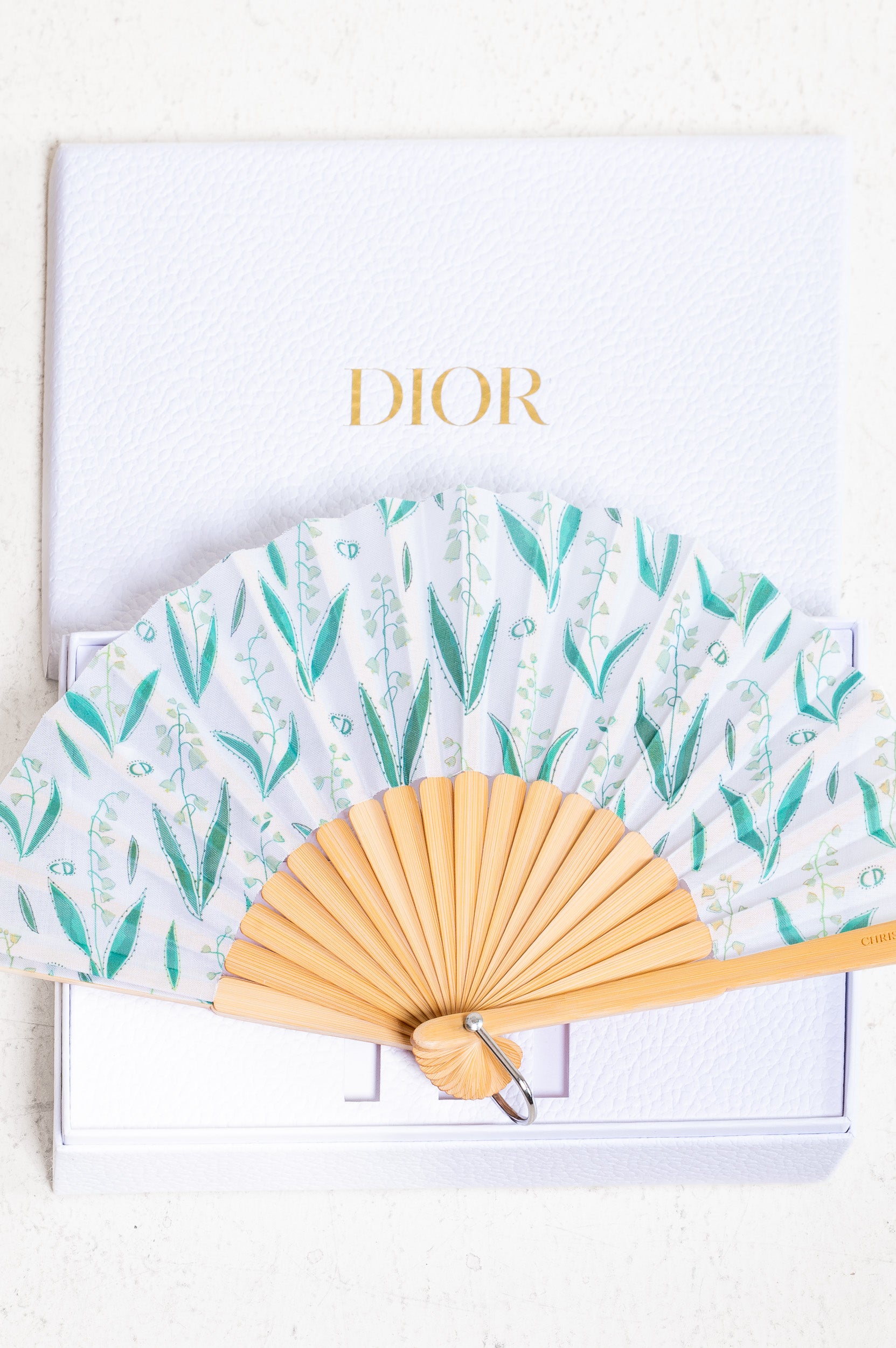 Green & White CD Hand Fan
