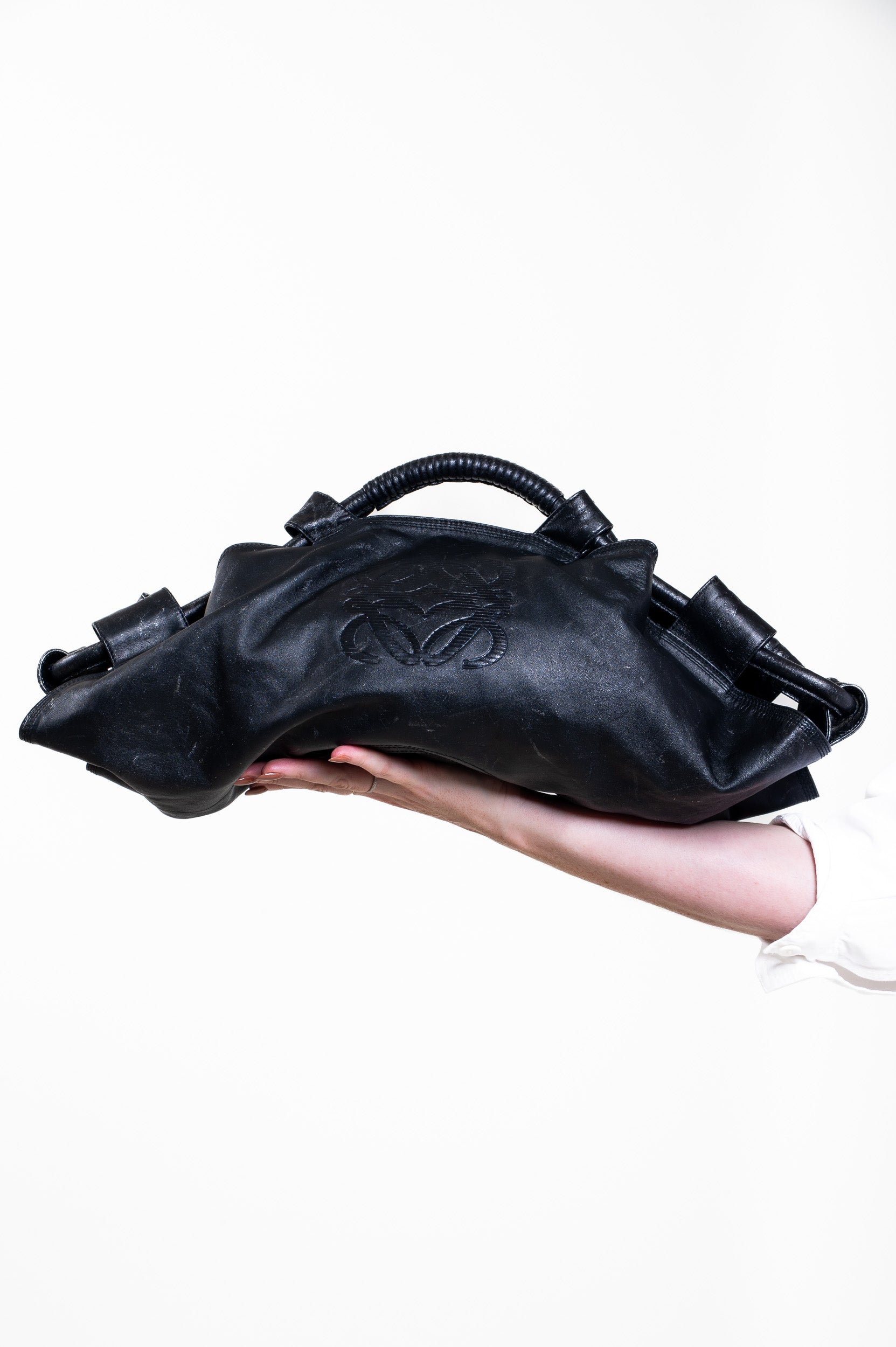 Black Leather Metallic Napa Aire Bag