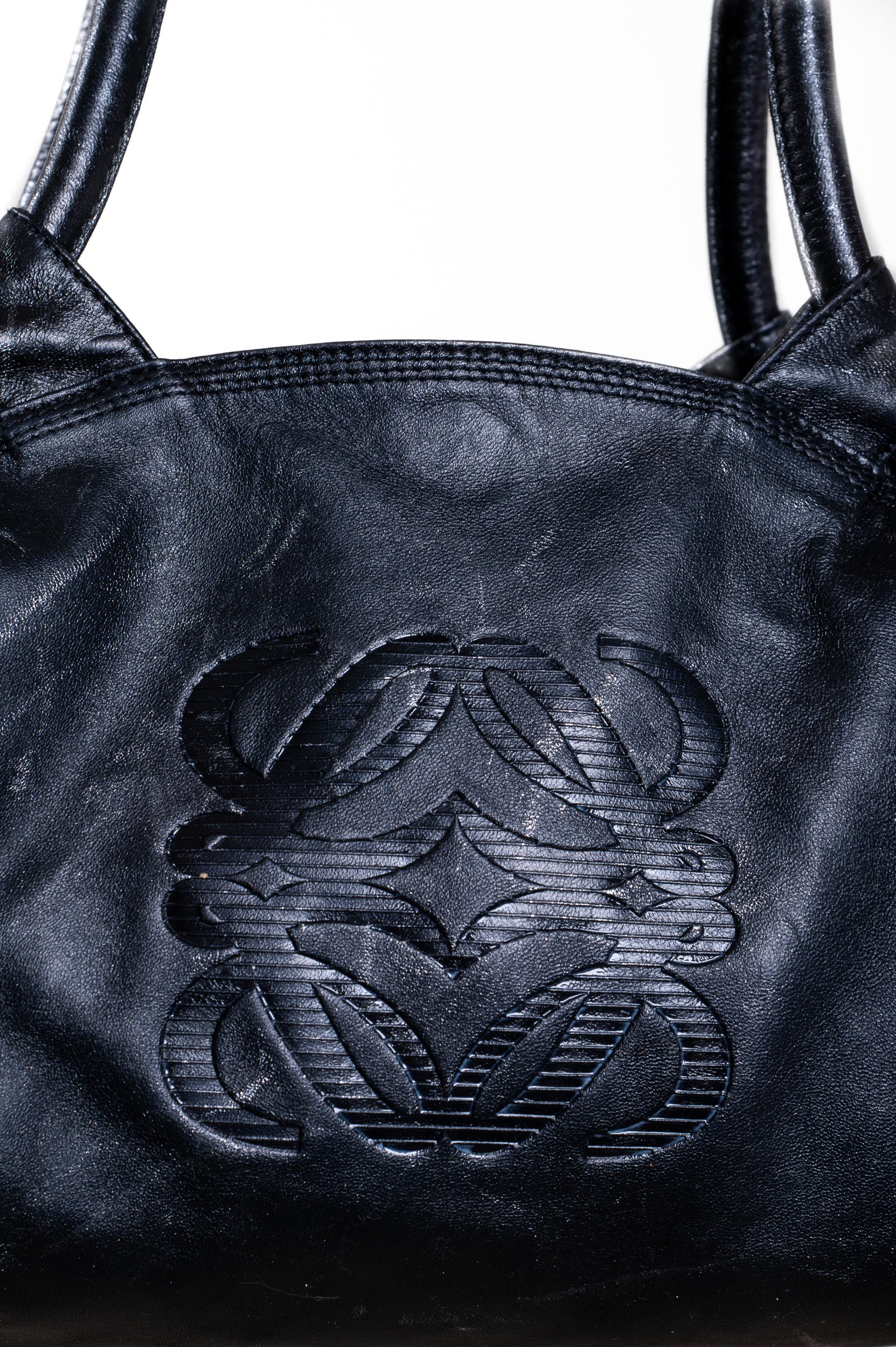 Black Leather Metallic Napa Aire Bag