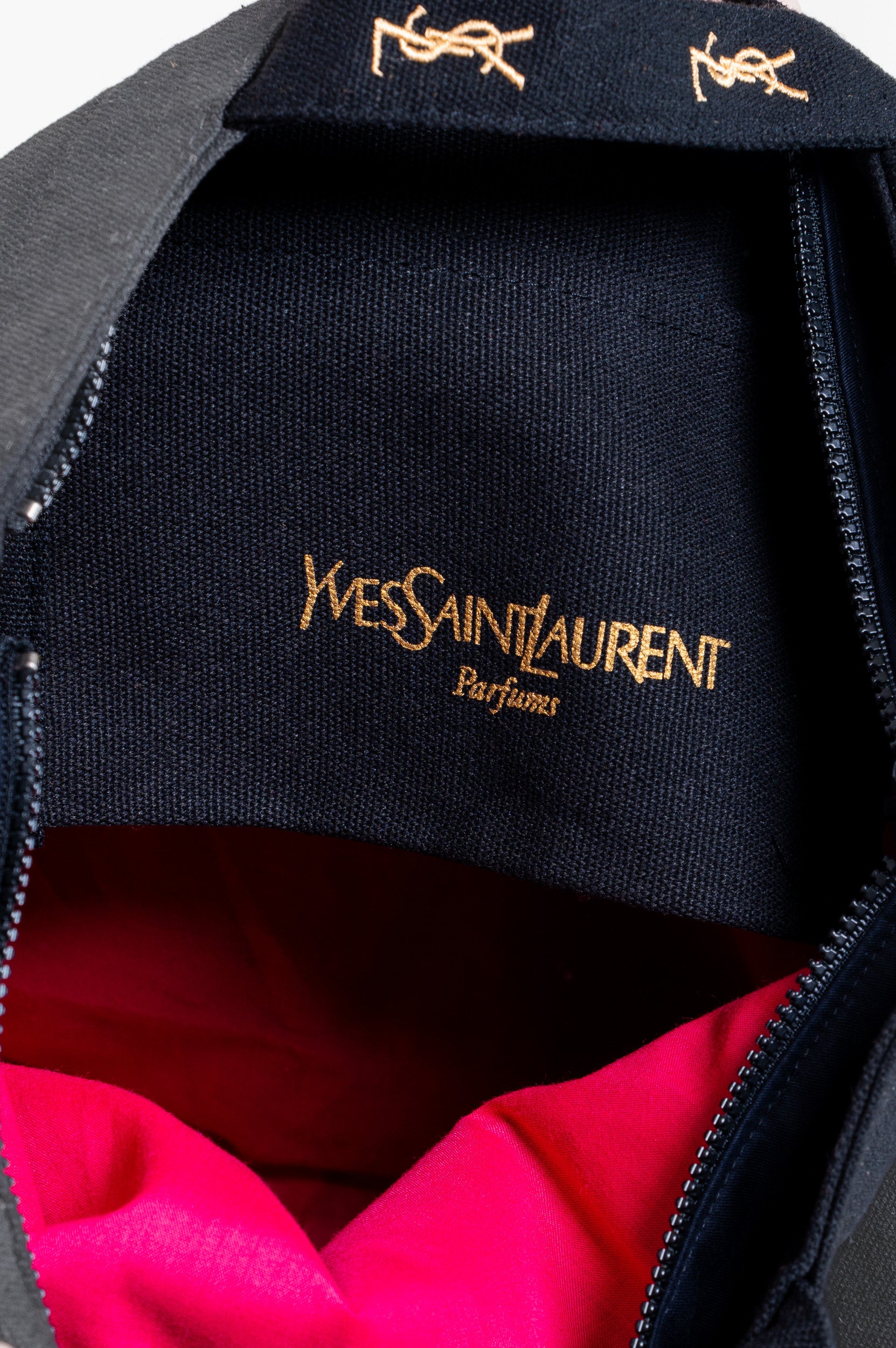 Interior view of YSL Logo Embroidery Canvas Tote Bag
