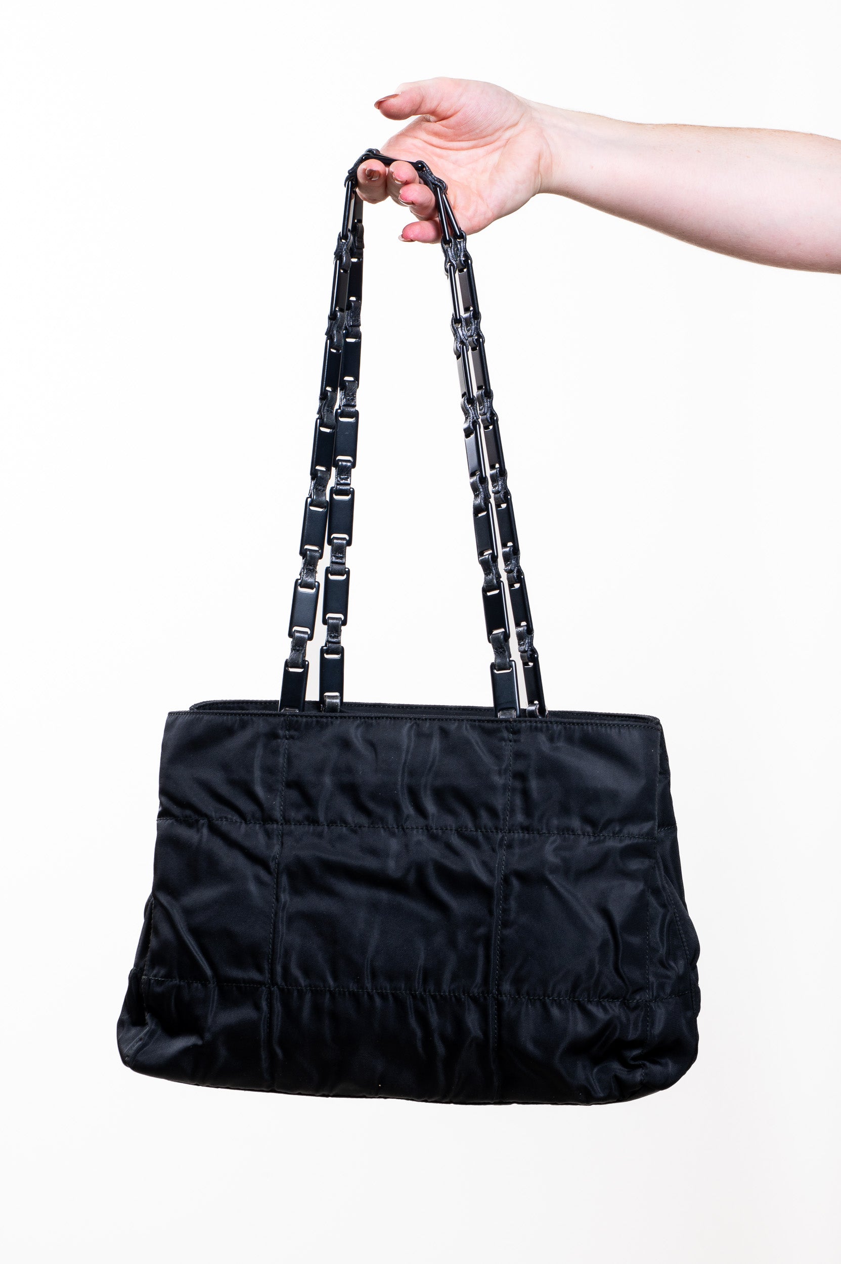 Vintage Black Nylon Chain Shoulder Bag