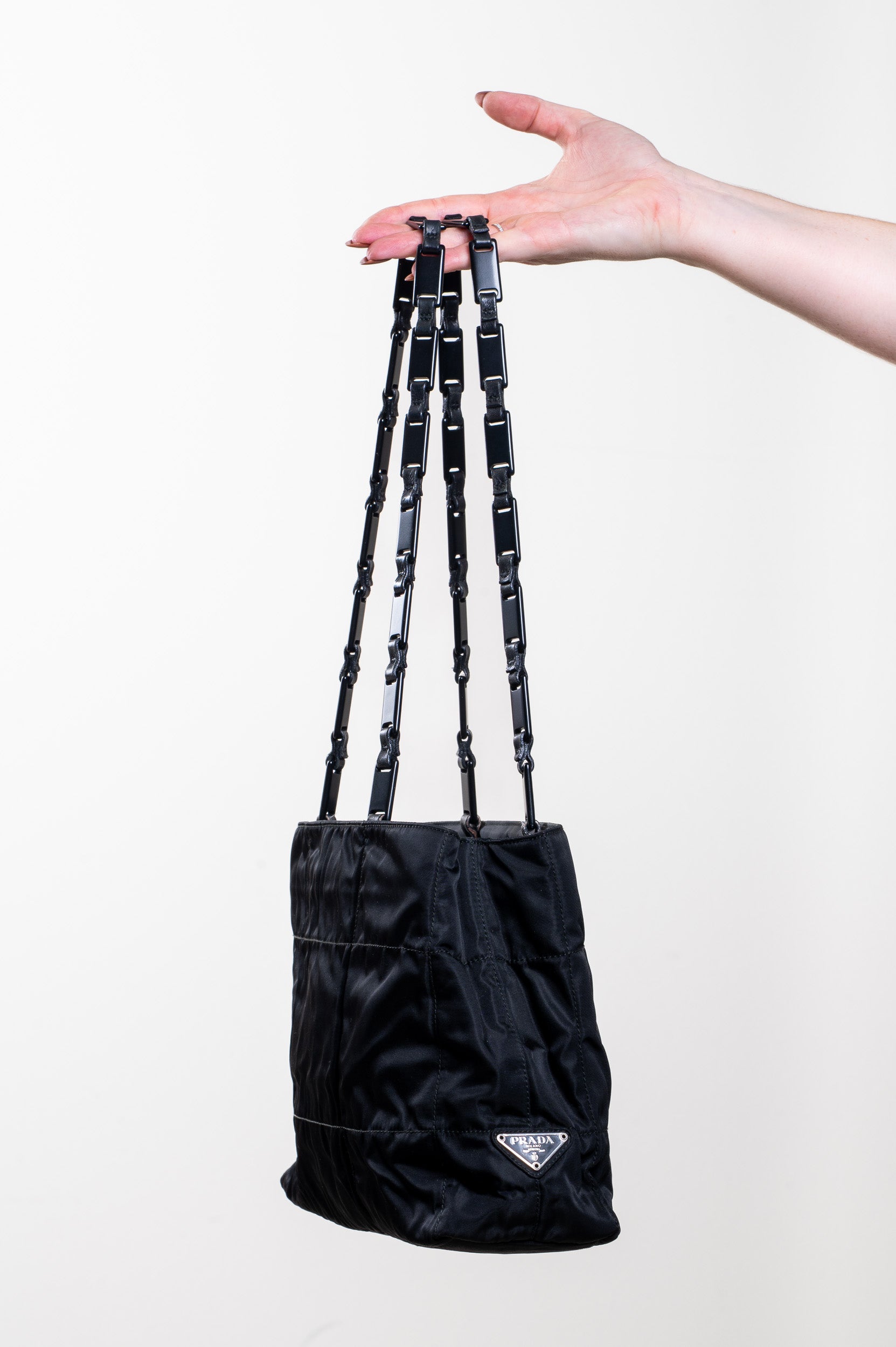 Vintage Black Nylon Chain Shoulder Bag