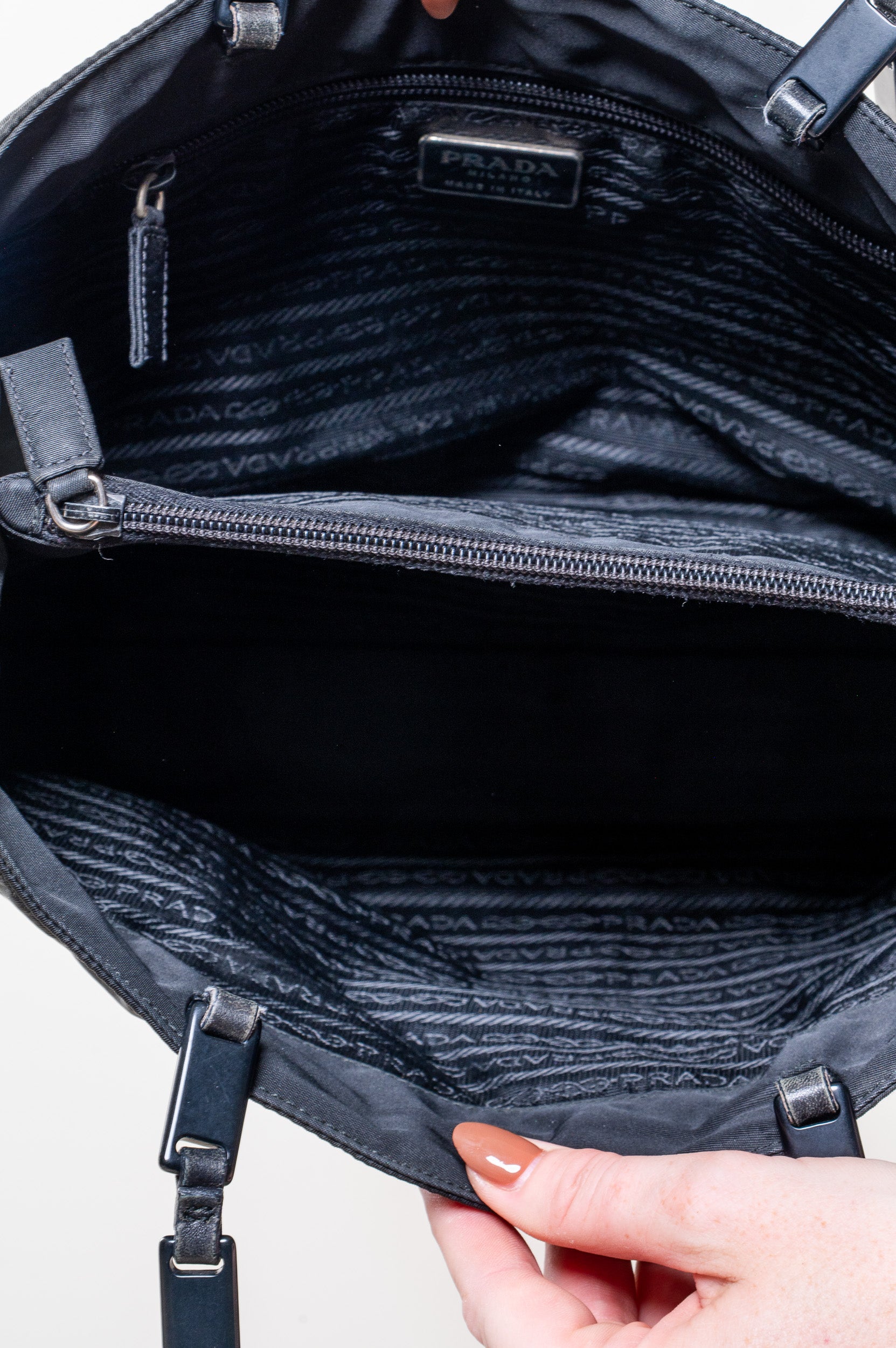 Vintage Black Nylon Chain Shoulder Bag