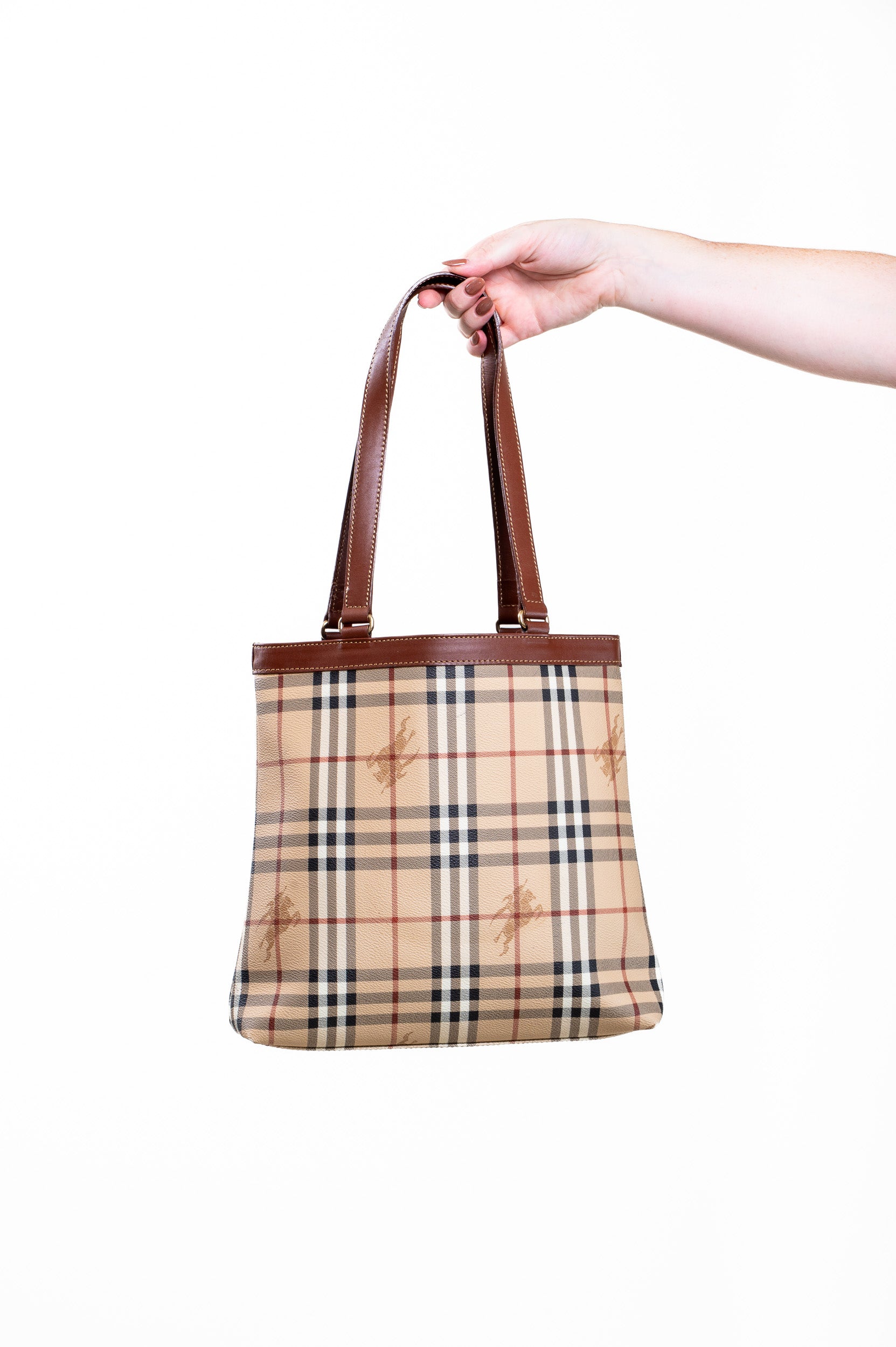 Front view of Burberry Vintage Nova Check Tote Bag