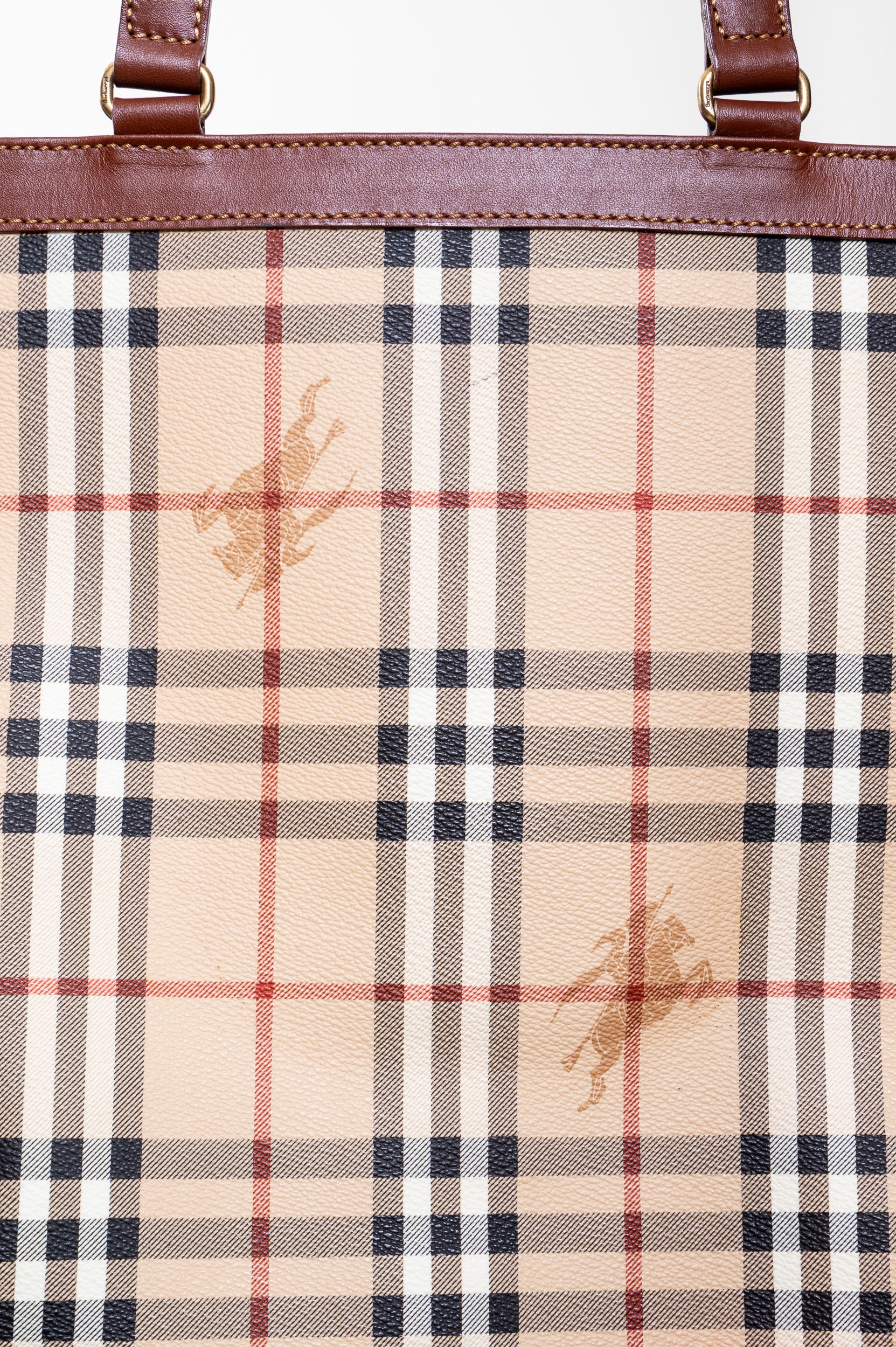 Close-up view of Burberry Vintage Nova Check Tote Bag