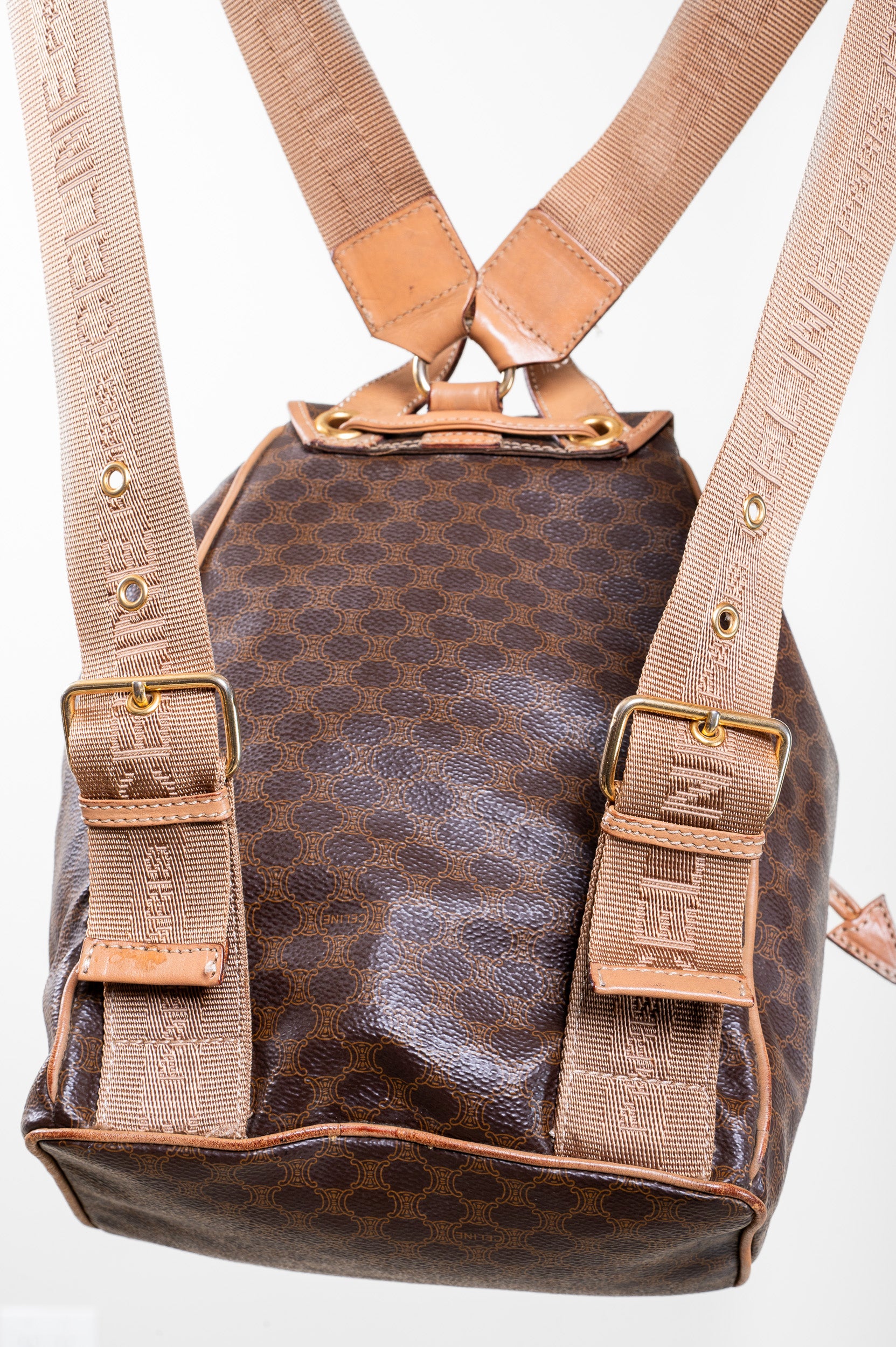Back view of Celine Vintage Macadam Canvas Backpack