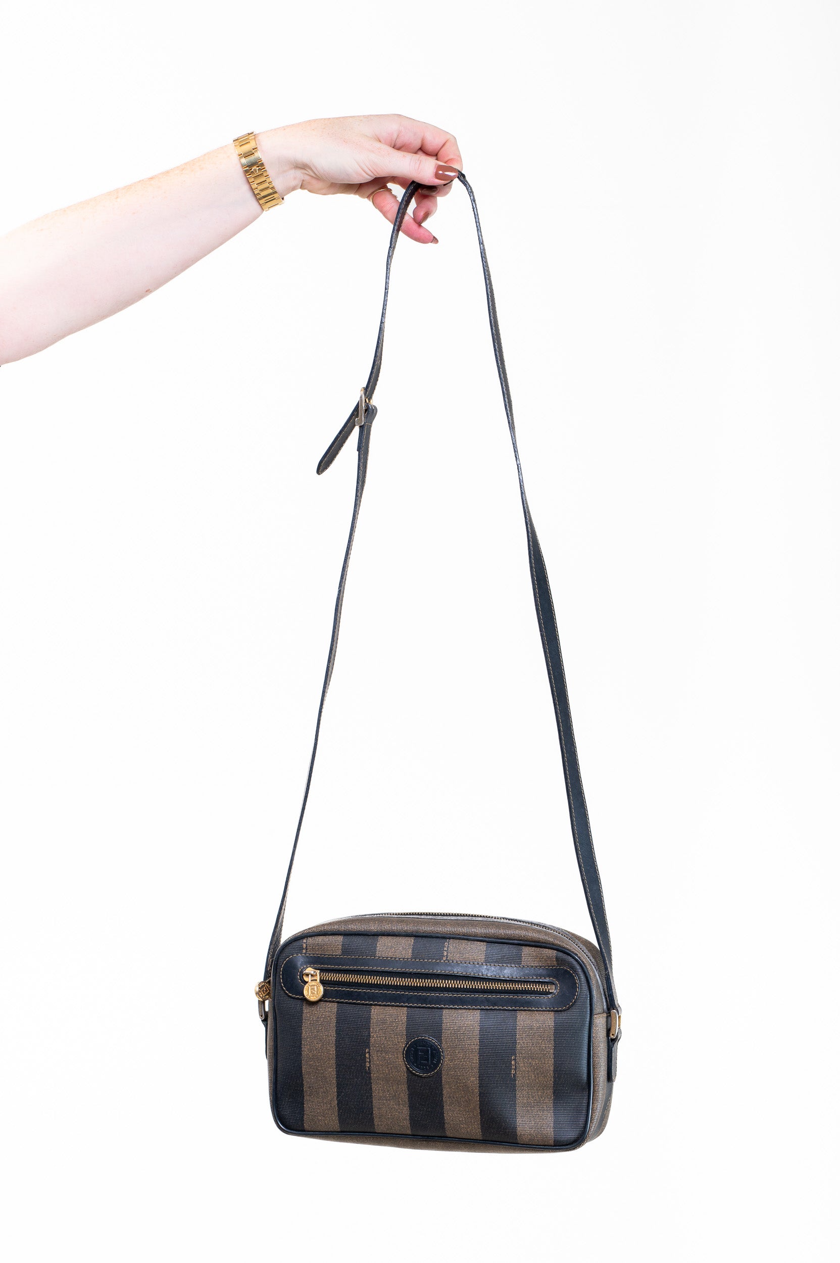 Vintage Pecan Canvas Shoulder Bag Brown Black