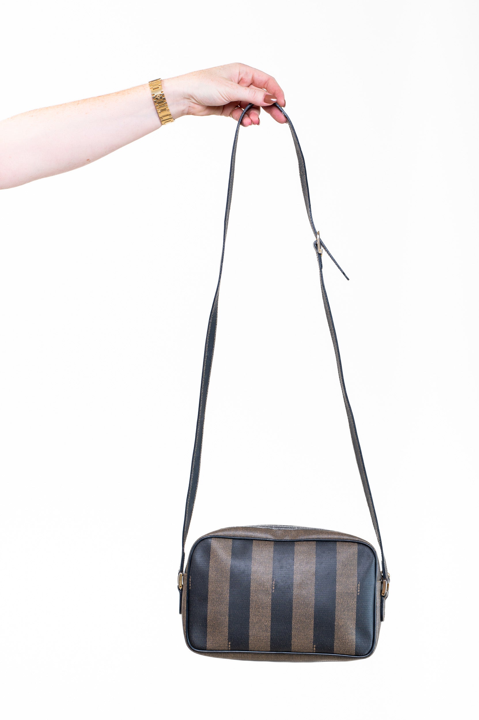 Vintage Pecan Canvas Shoulder Bag Brown Black