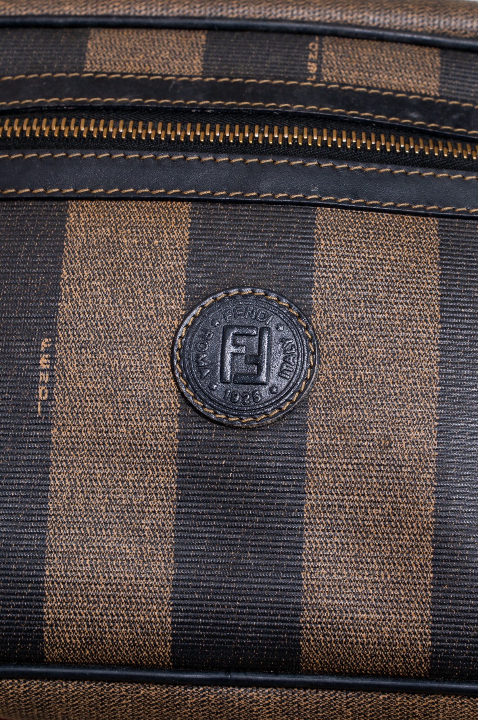 Vintage Pecan Canvas Shoulder Bag Brown Black