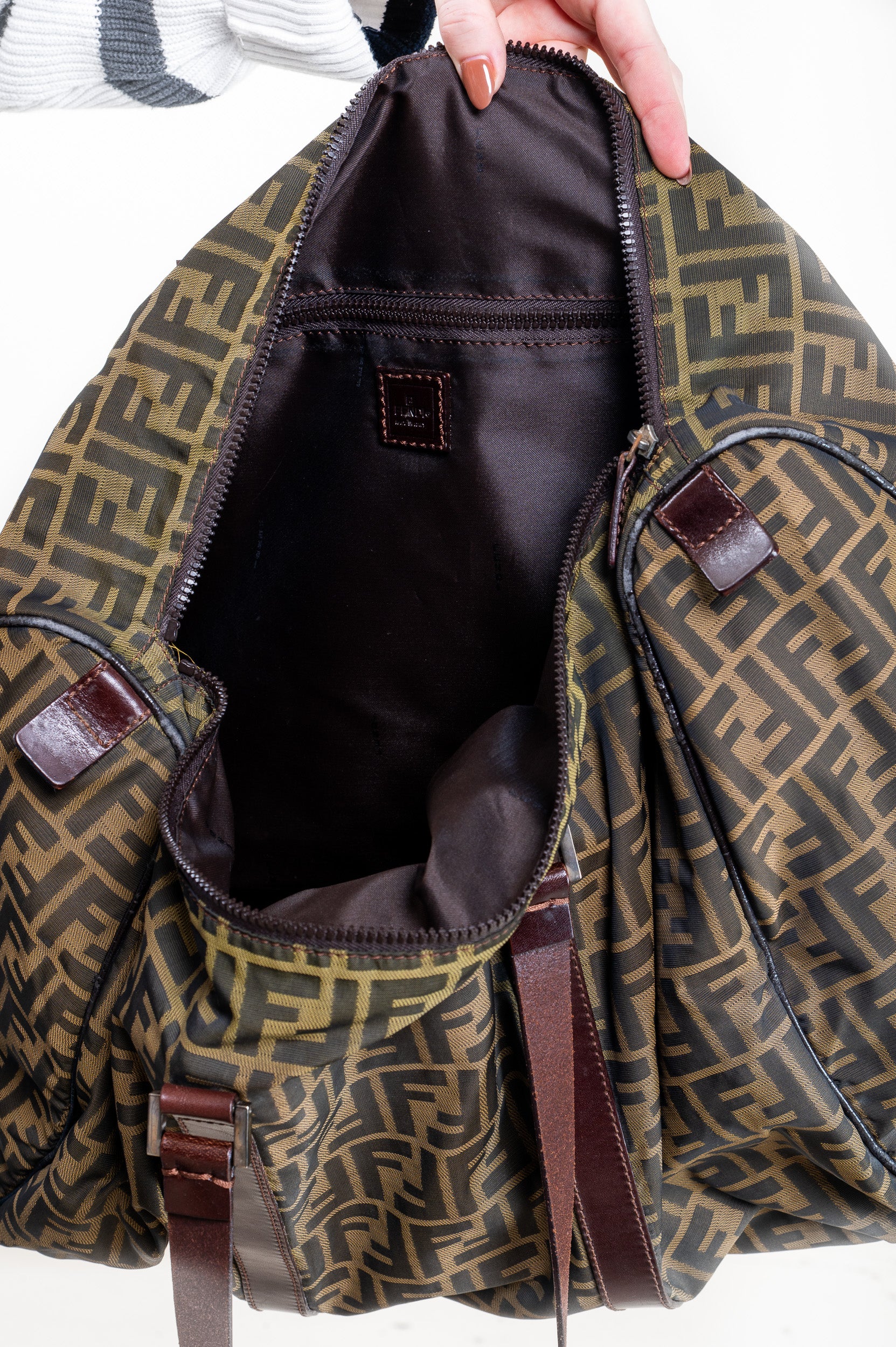 Vintage Zucca Canvas Oversized Boston Bag Tote