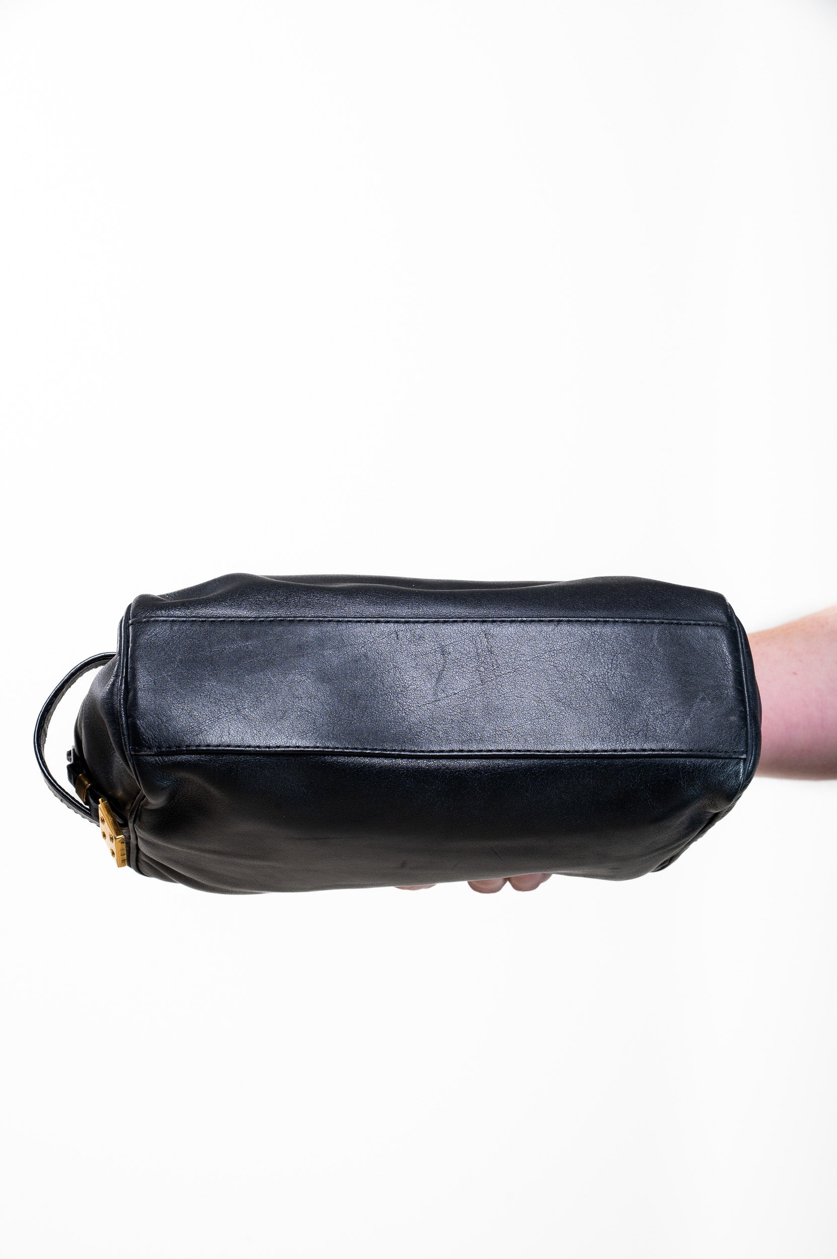 Vintage Black Leather Anagram Clutch Bag