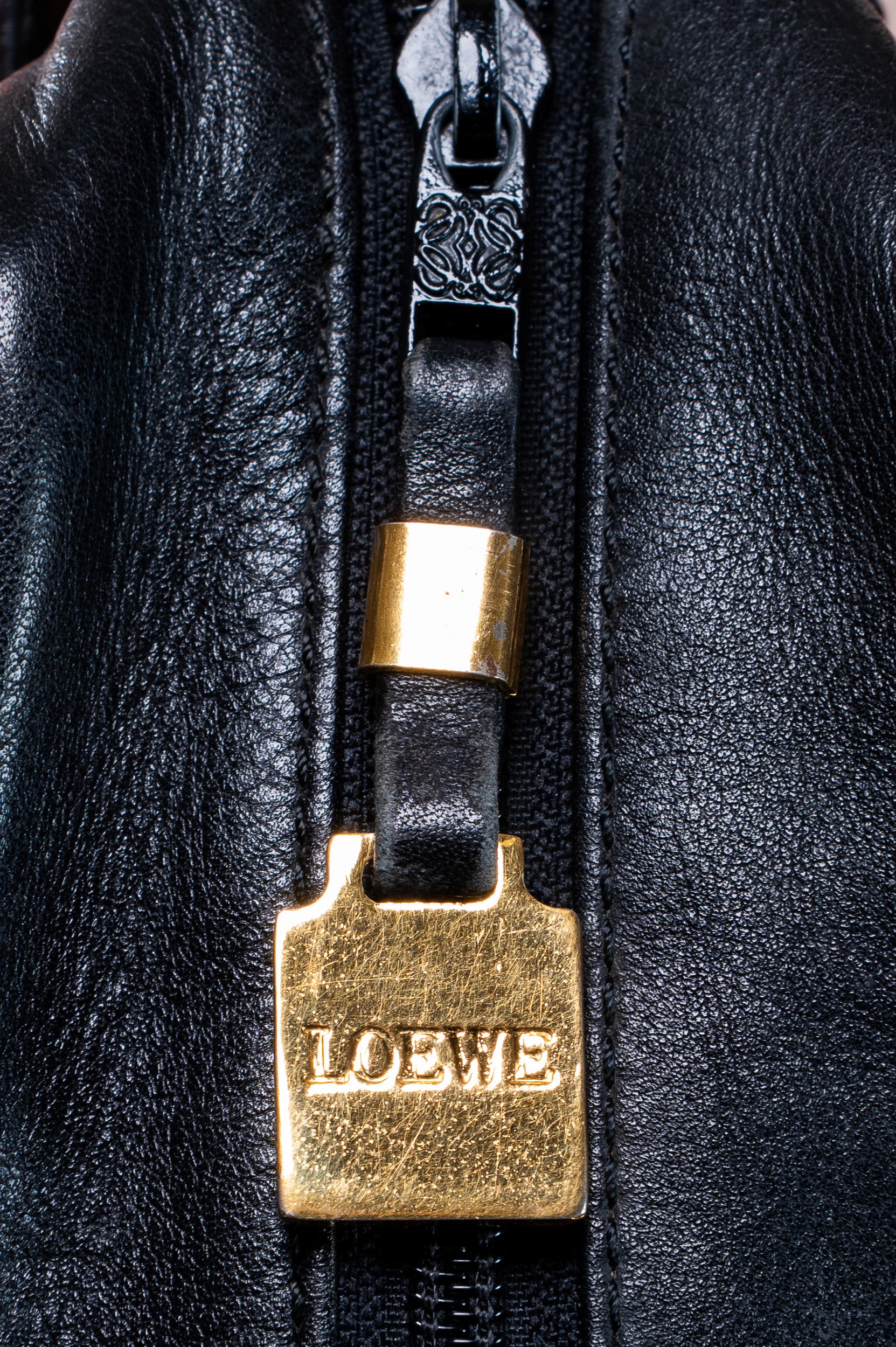 Vintage Black Leather Anagram Clutch Bag