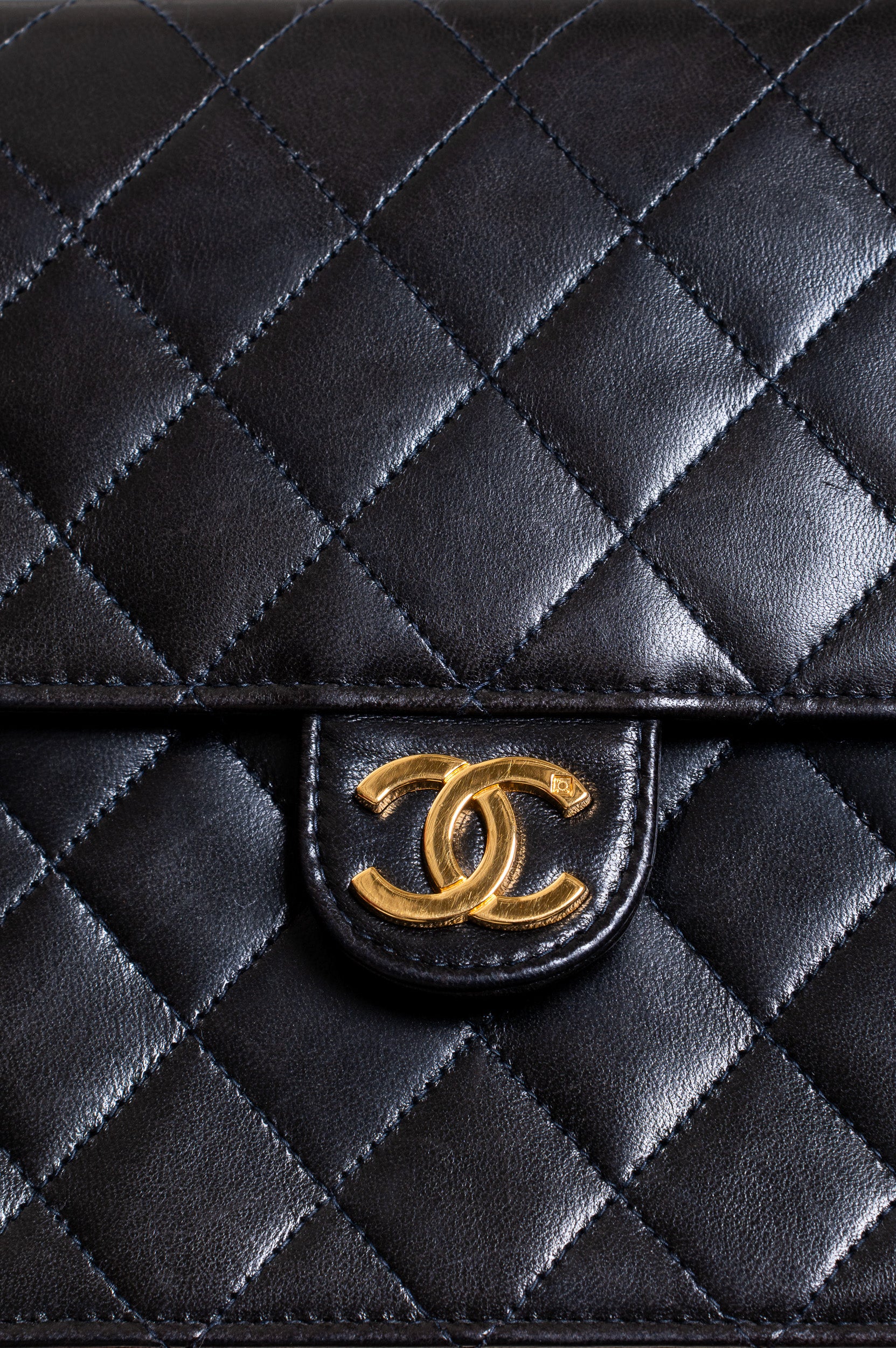 Close-up view of Chanel Vintage Matelassé Chain Shoulder Bag