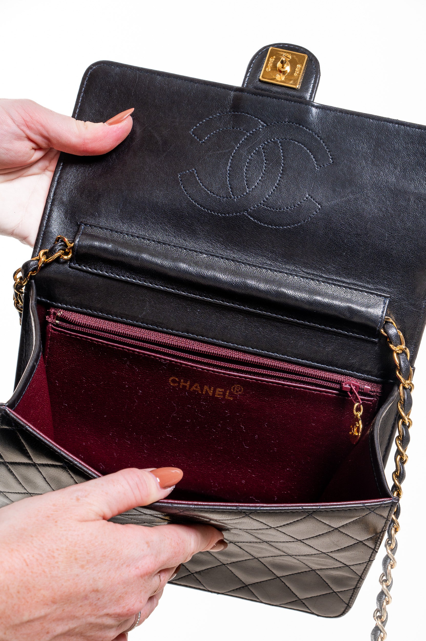 Additional inside view of Chanel Vintage Matelassé Chain Shoulder Bag