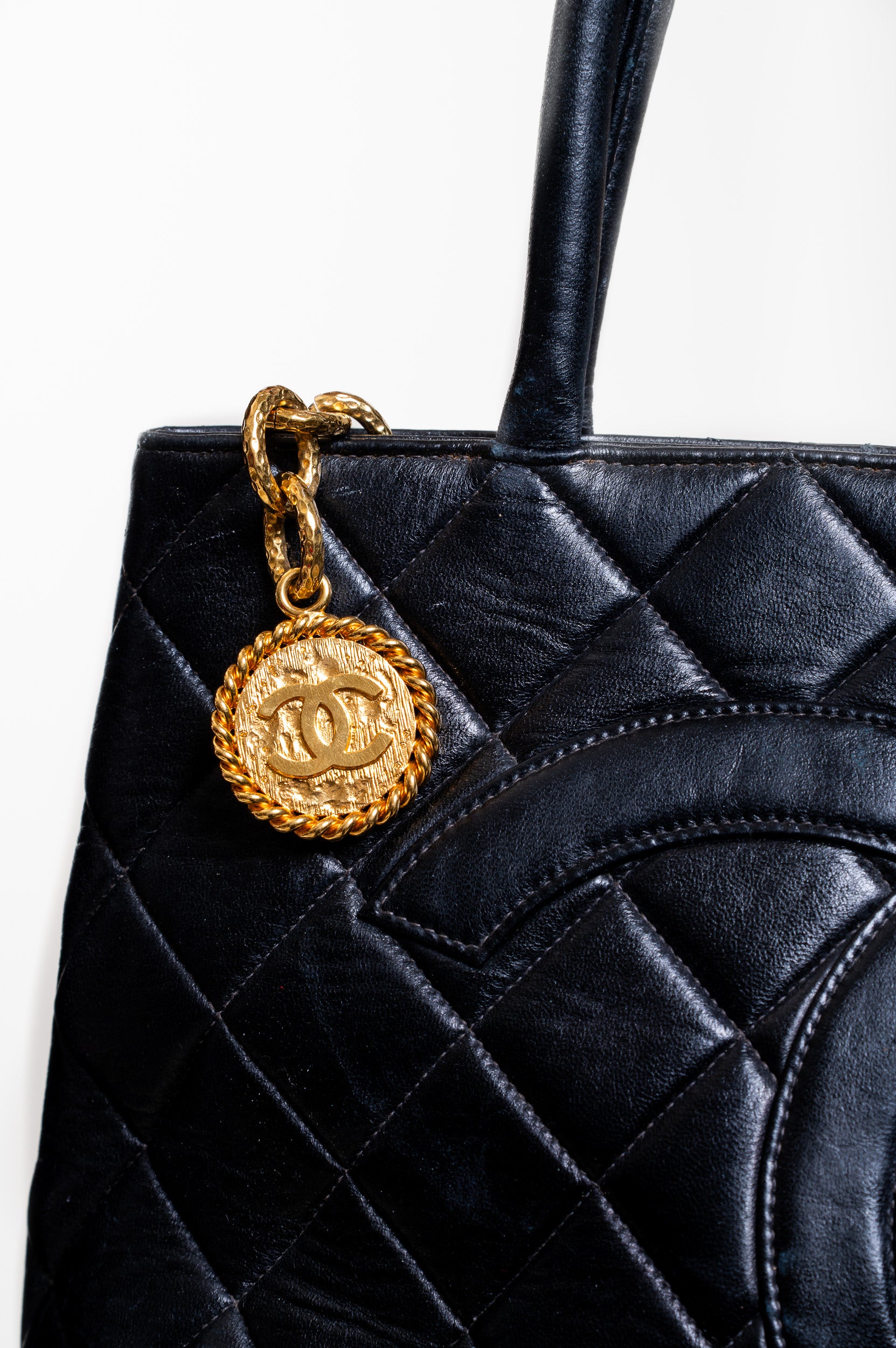 Vintage Black CC Lambskin Medallion Tote Bag