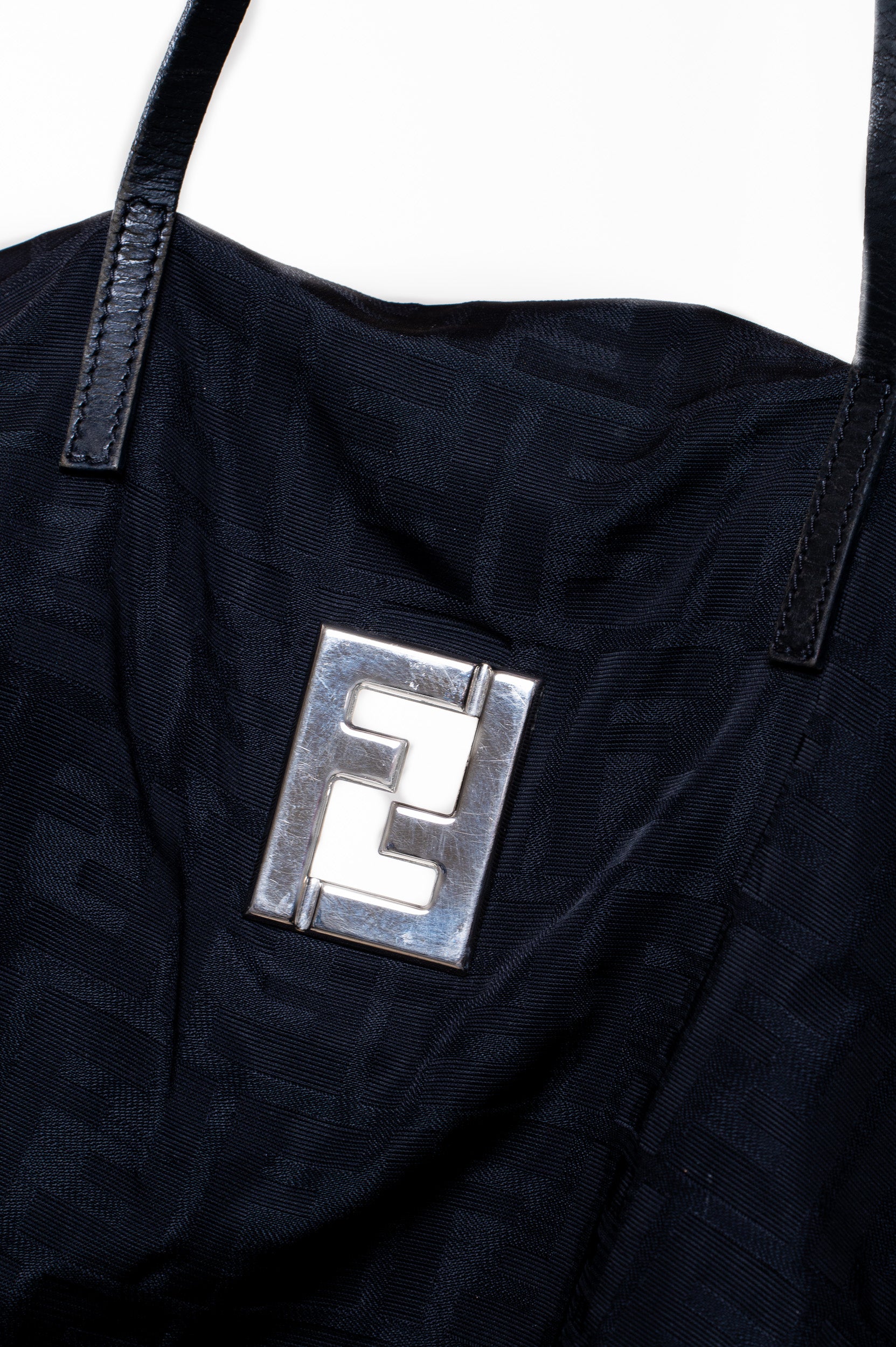 Vintage Zucchino Canvas Hand Bag Navy Silver
