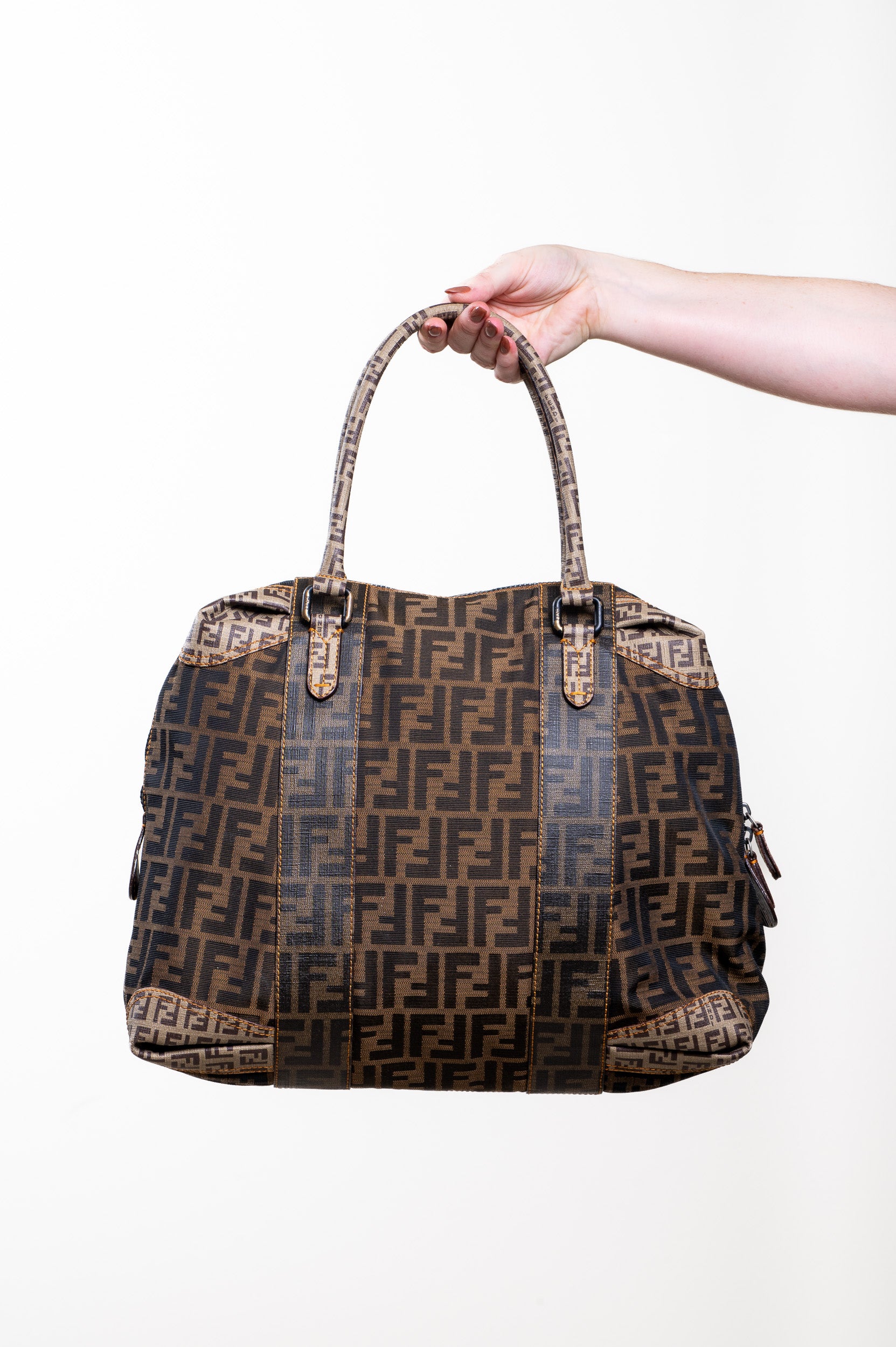 Vintage Zucca B Mix Canvas Black/Brown Tote