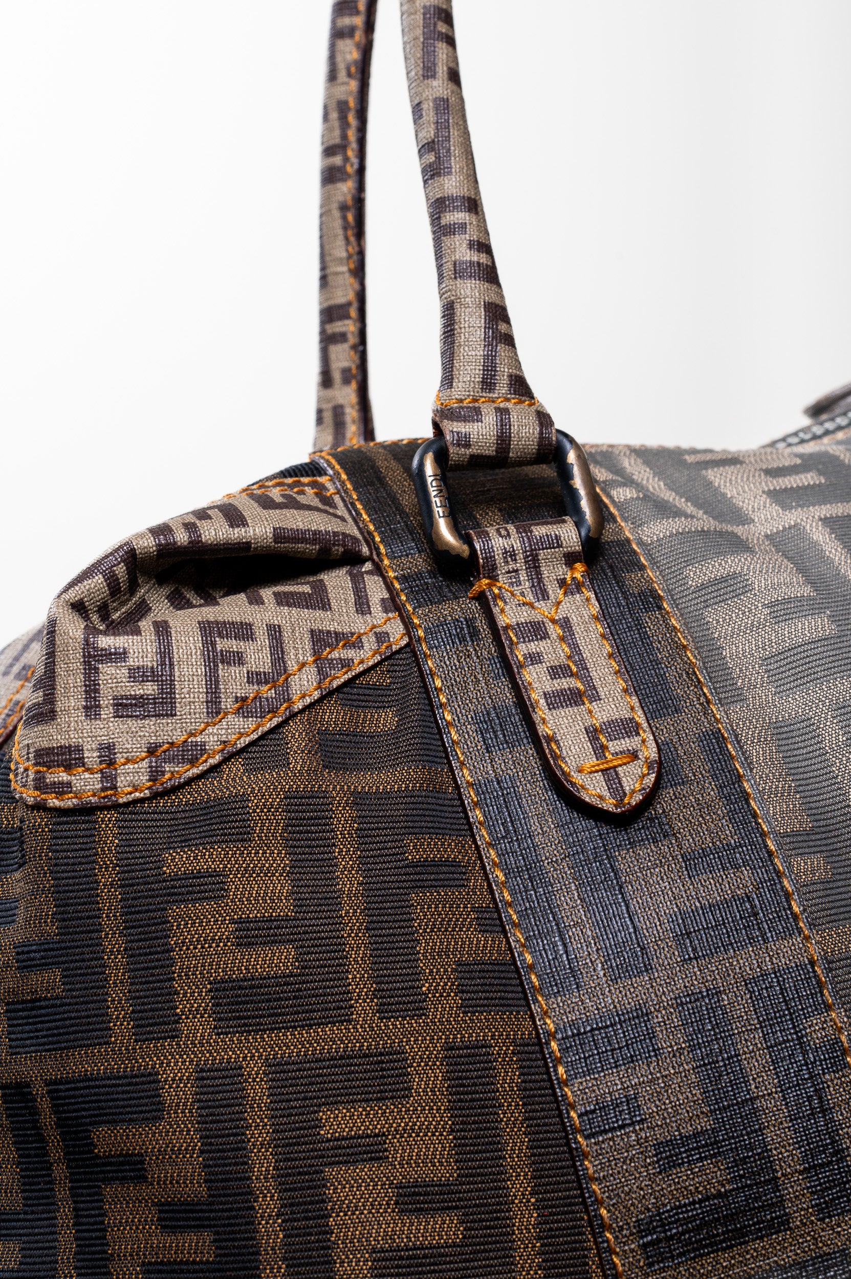 Vintage Zucca B Mix Canvas Black/Brown Tote
