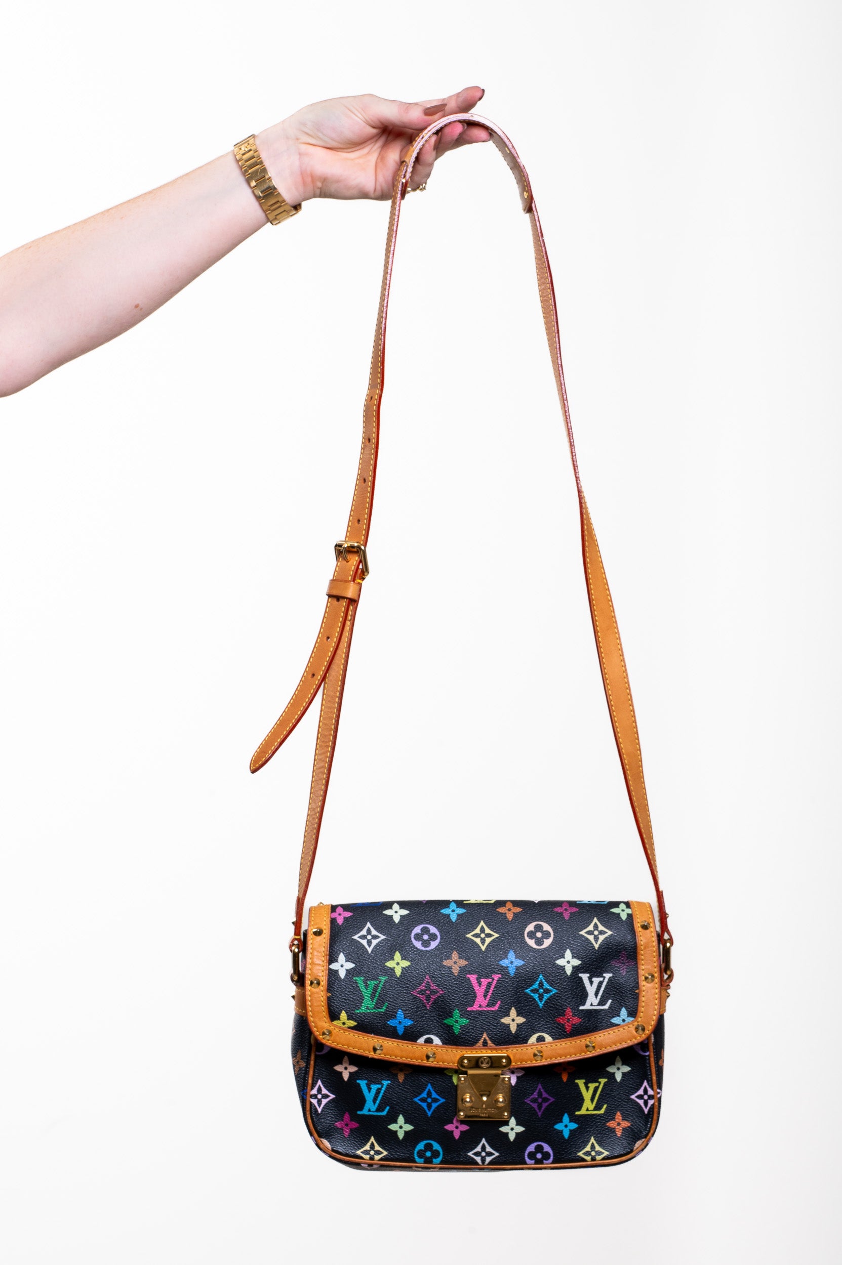 Vintage Black Multicolore Monogram Sologne Shoulder Bag