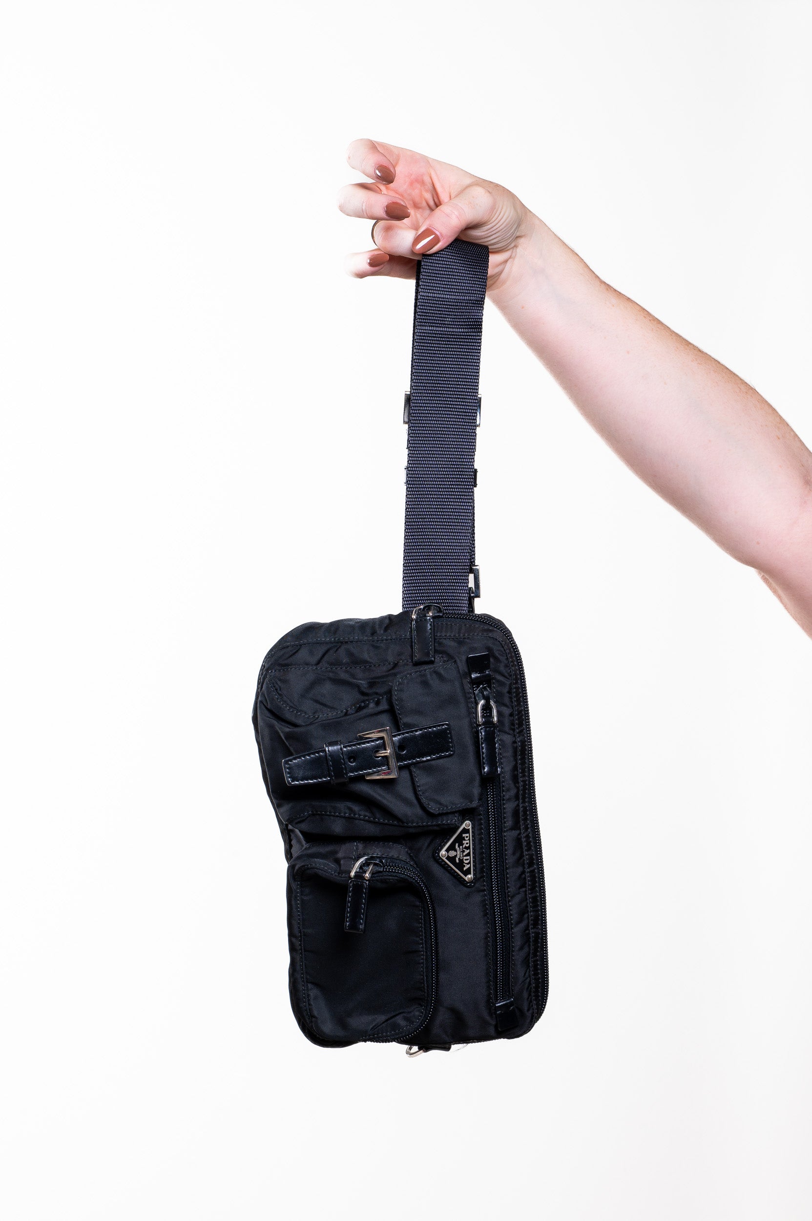 Vintage Black Tessuto Nylon Waist Bag