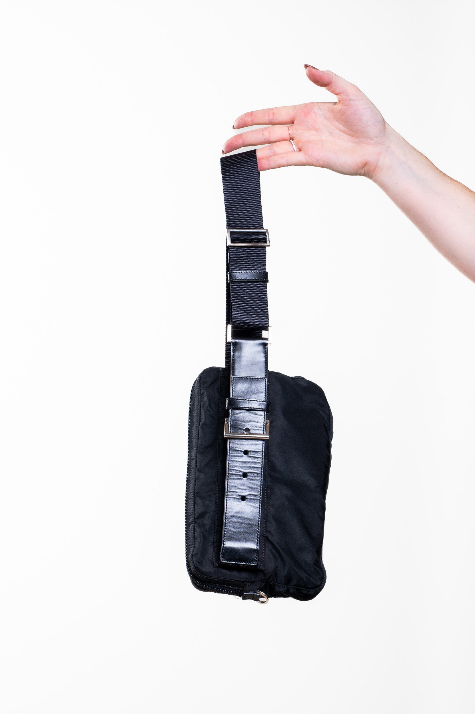 Vintage Black Tessuto Nylon Waist Bag