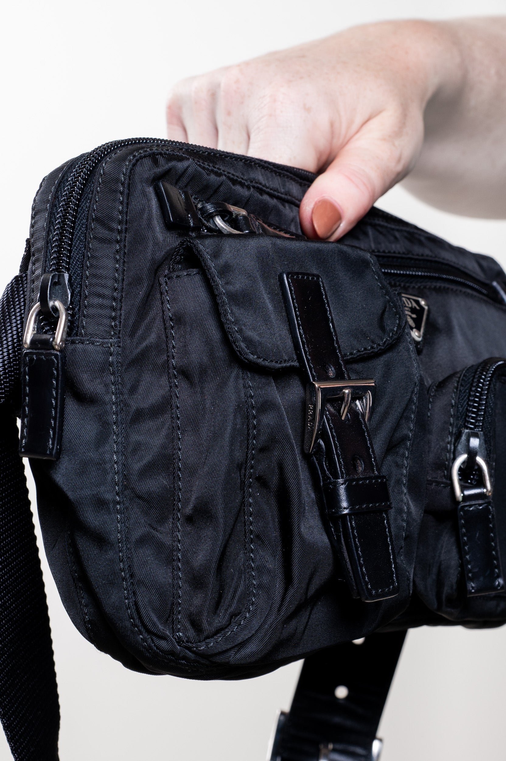 Vintage Black Tessuto Nylon Waist Bag