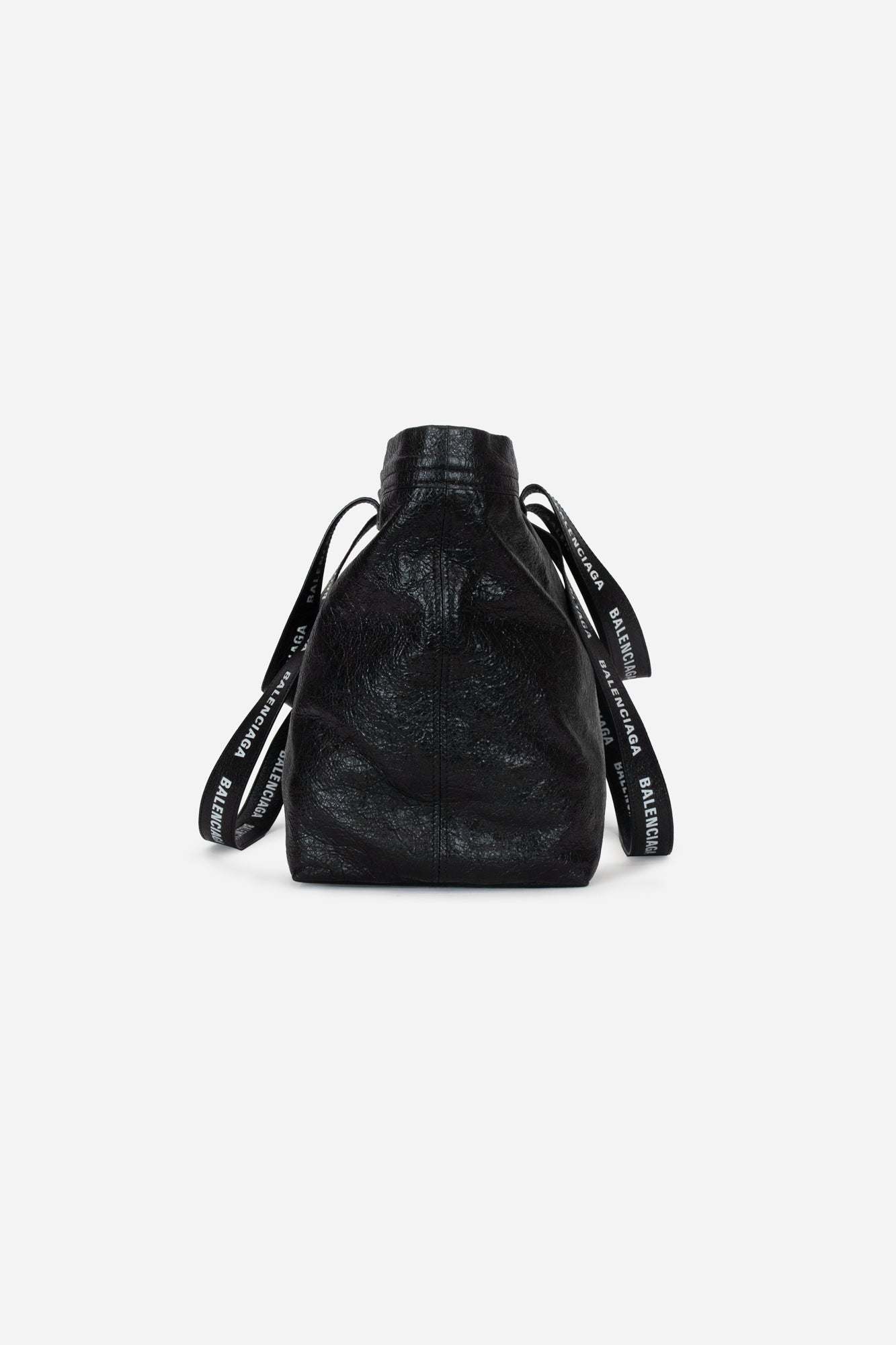 Black Double Strapped Tote With White Logo