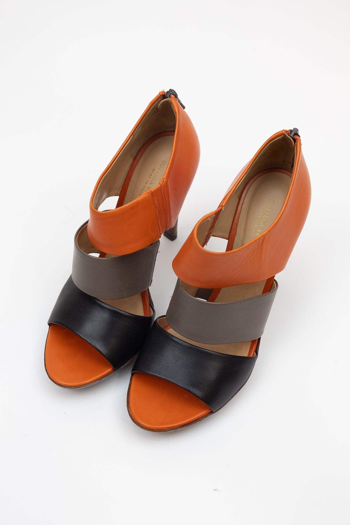 Orange 3 Strap Heeled Pump Sandal