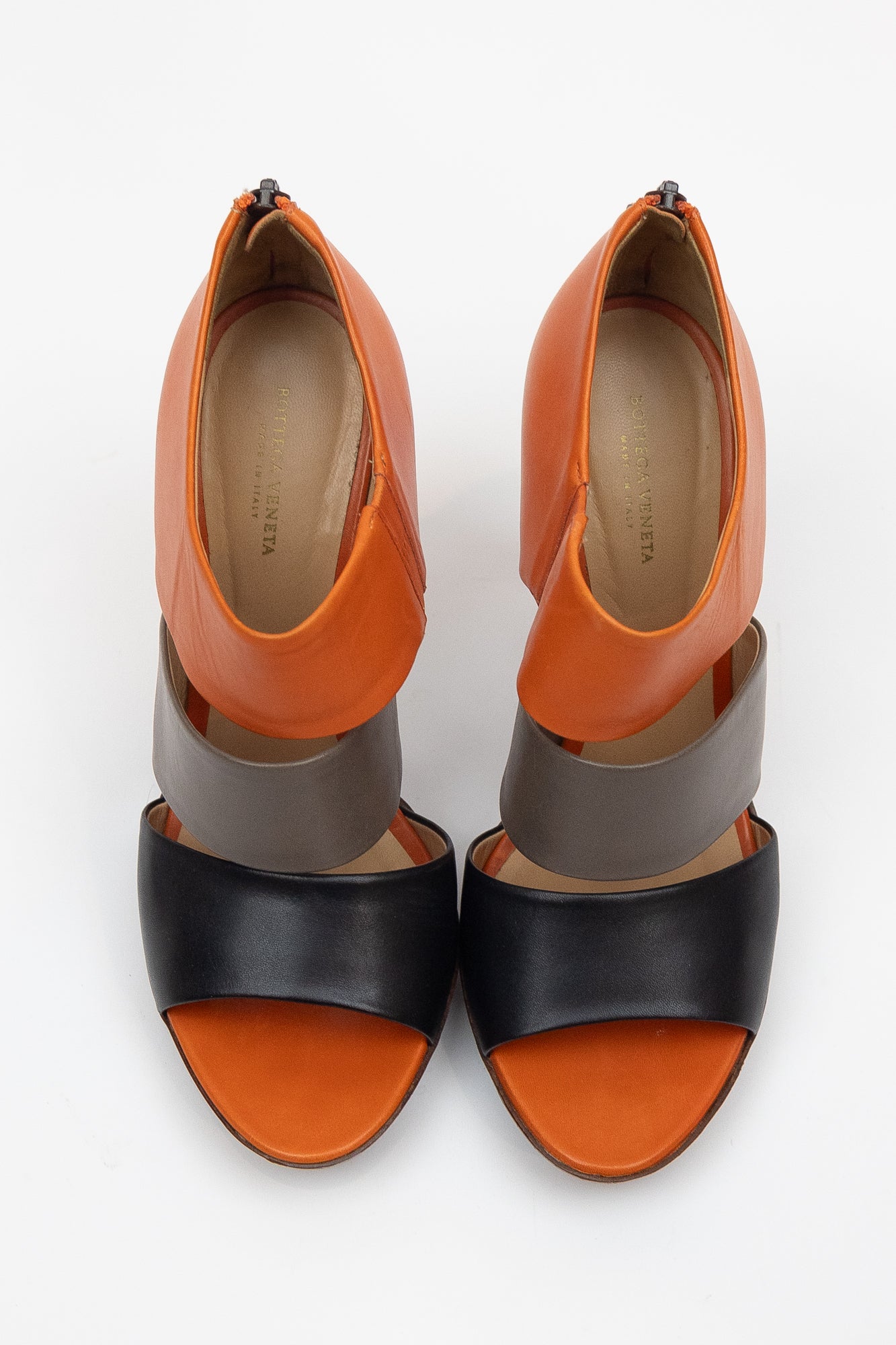 Orange 3 Strap Heeled Pump Sandal