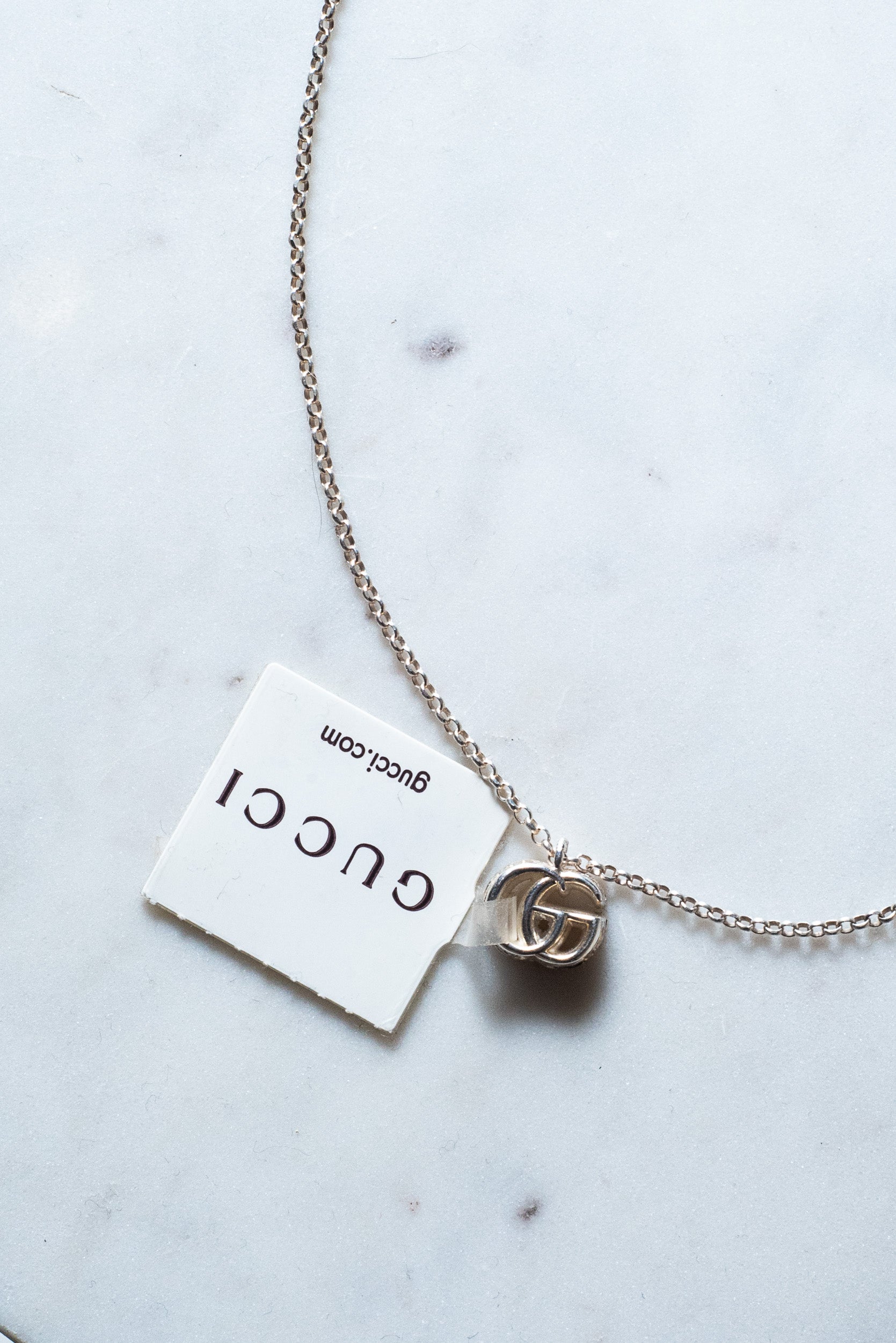 Silver GG Marmont Necklace With Engraving Sterling Silver